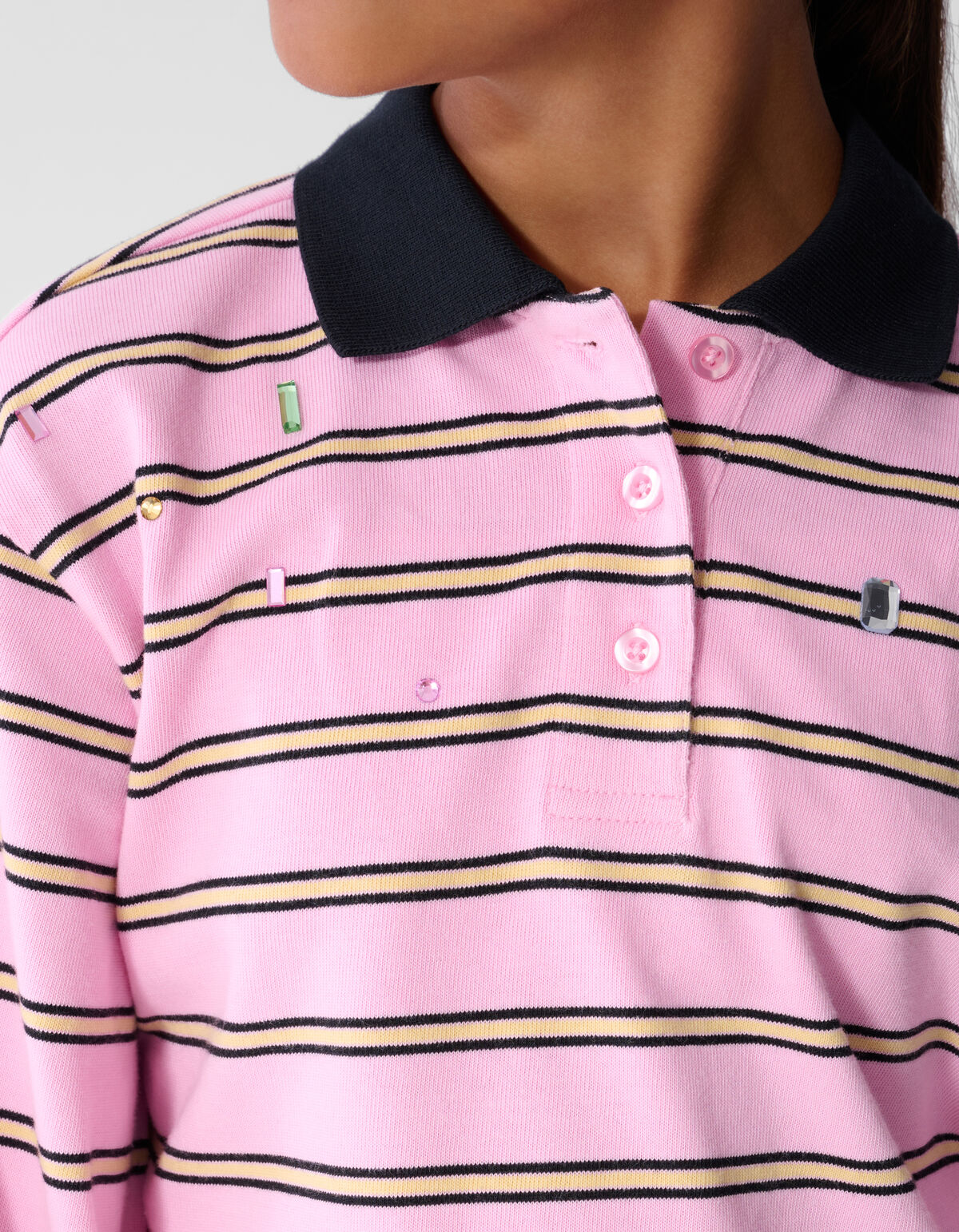 Rhinestone Longsleeve Polo Roze SHOEBY GIRLS