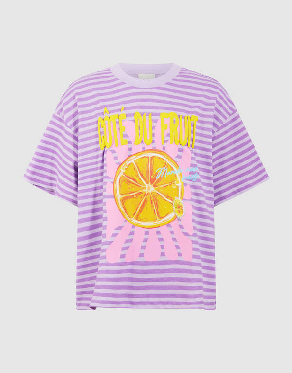 Striped Fruit Artwork T-shirt Lichtpaars SHOEBY GIRLS