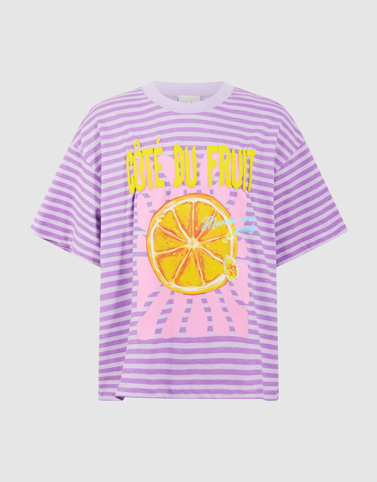 Striped Fruit Artwork T-shirt Lichtpaars SHOEBY GIRLS