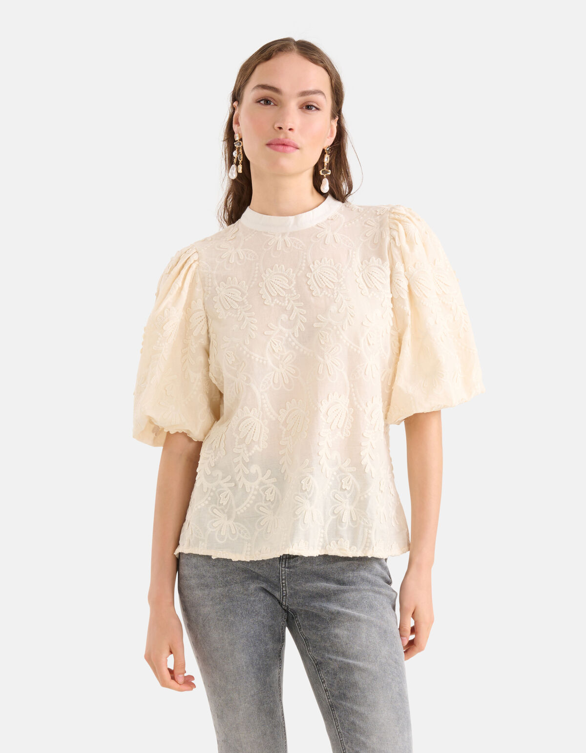 Embroidery Top Gebroken Wit SHOEBY WOMEN