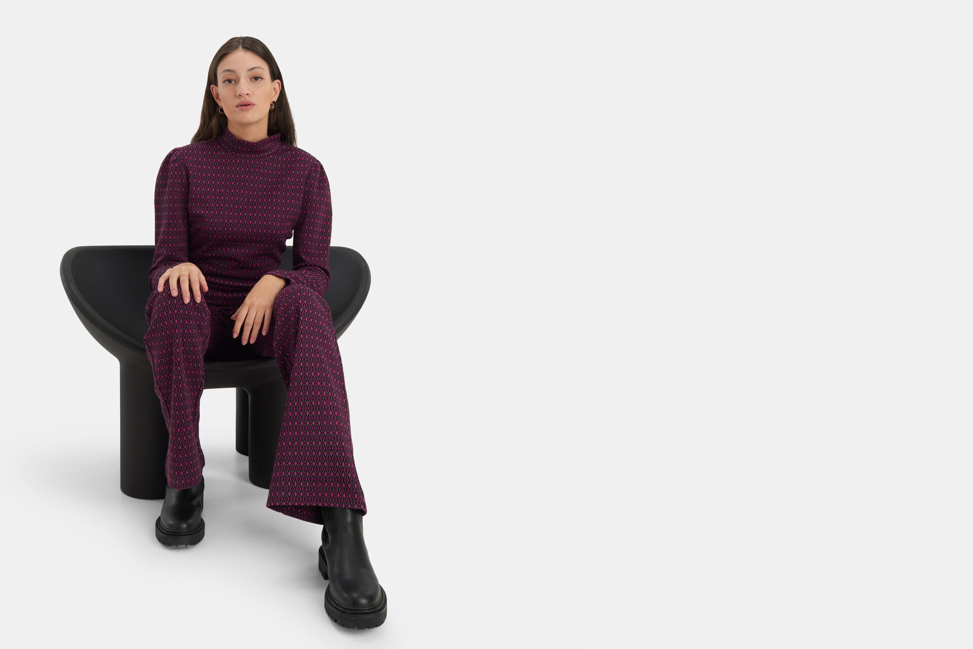 Retro Print Broek Paars EKSEPT