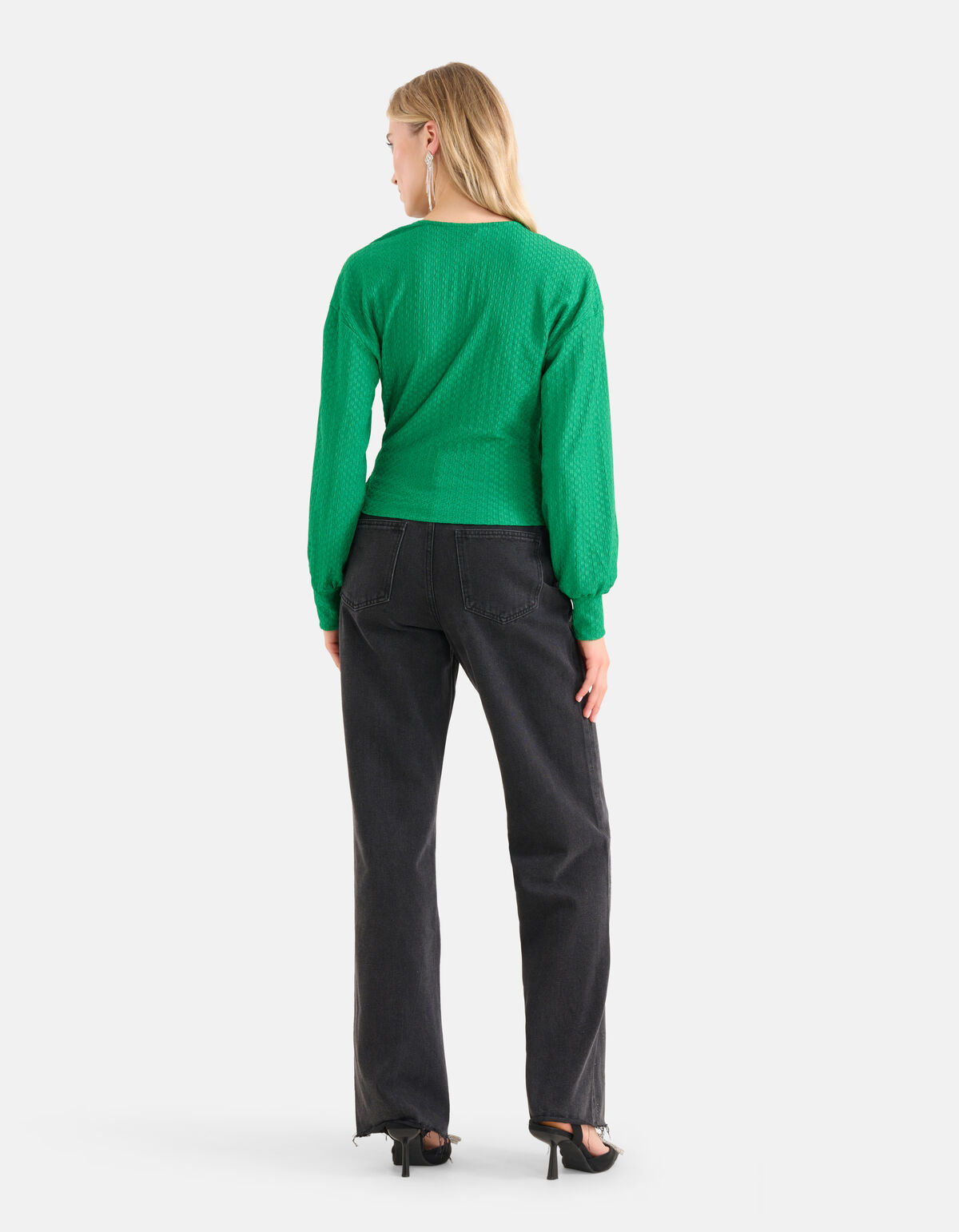 Crinkle Wrap Top Groen SHOEBY WOMEN