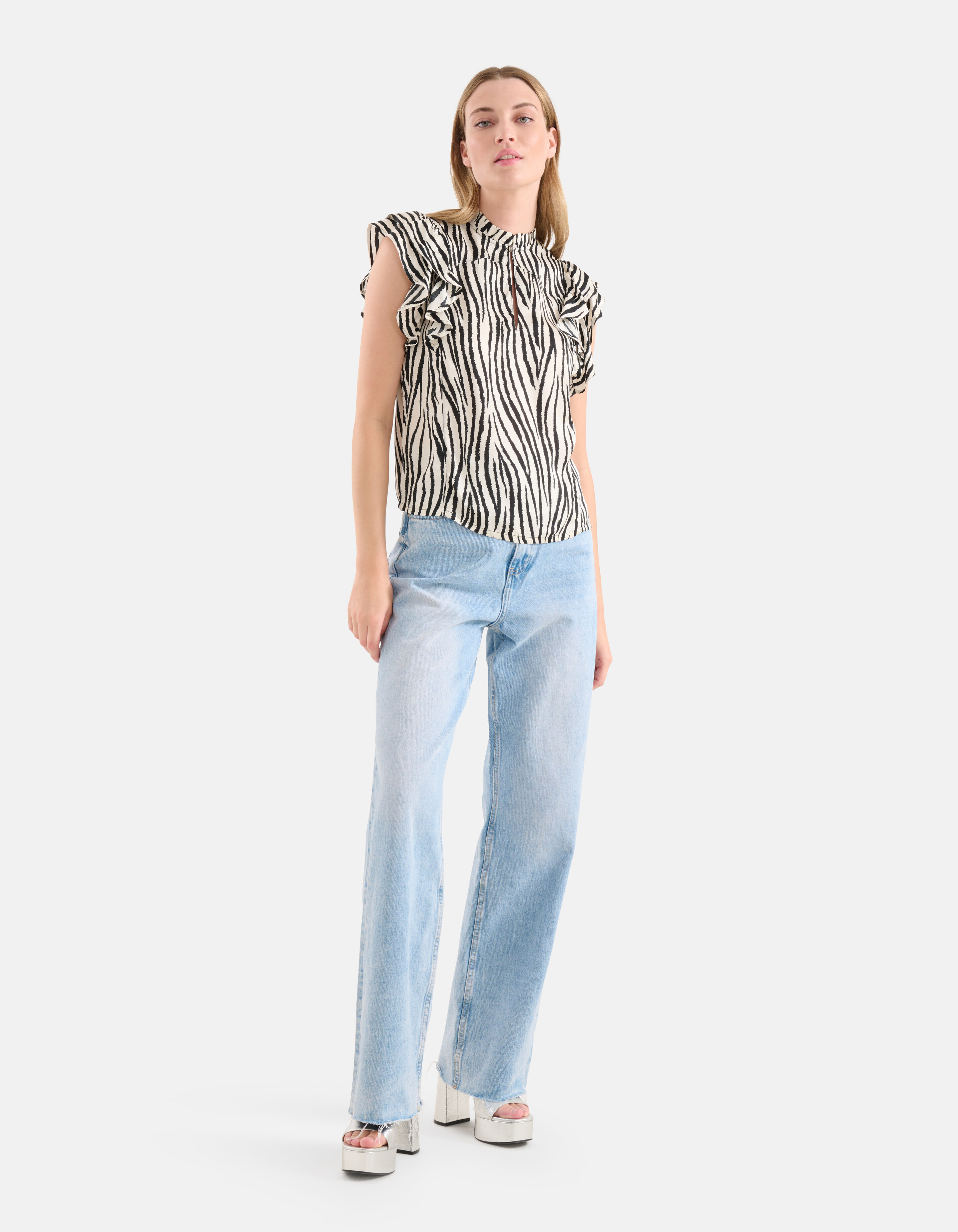 Zebra Printed Top Zwart/Wit SHOEBY WOMEN