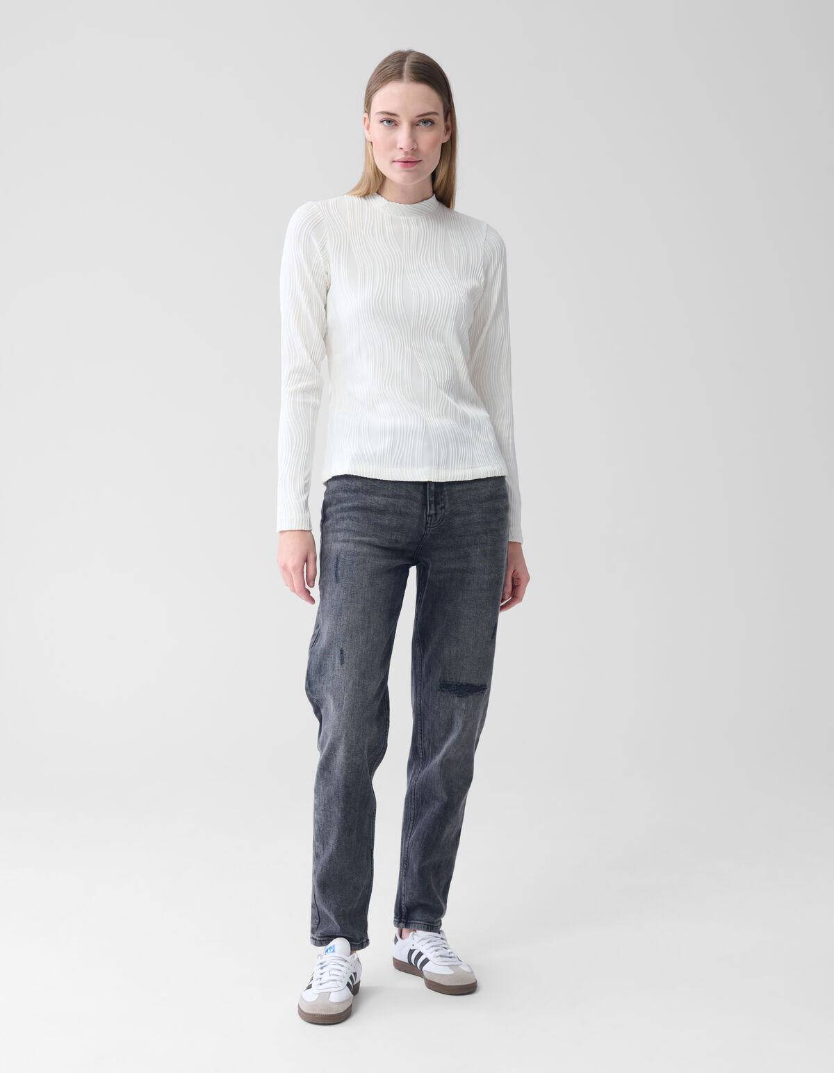 Swirl Crinkle Top Wit SHOEBY WOMEN