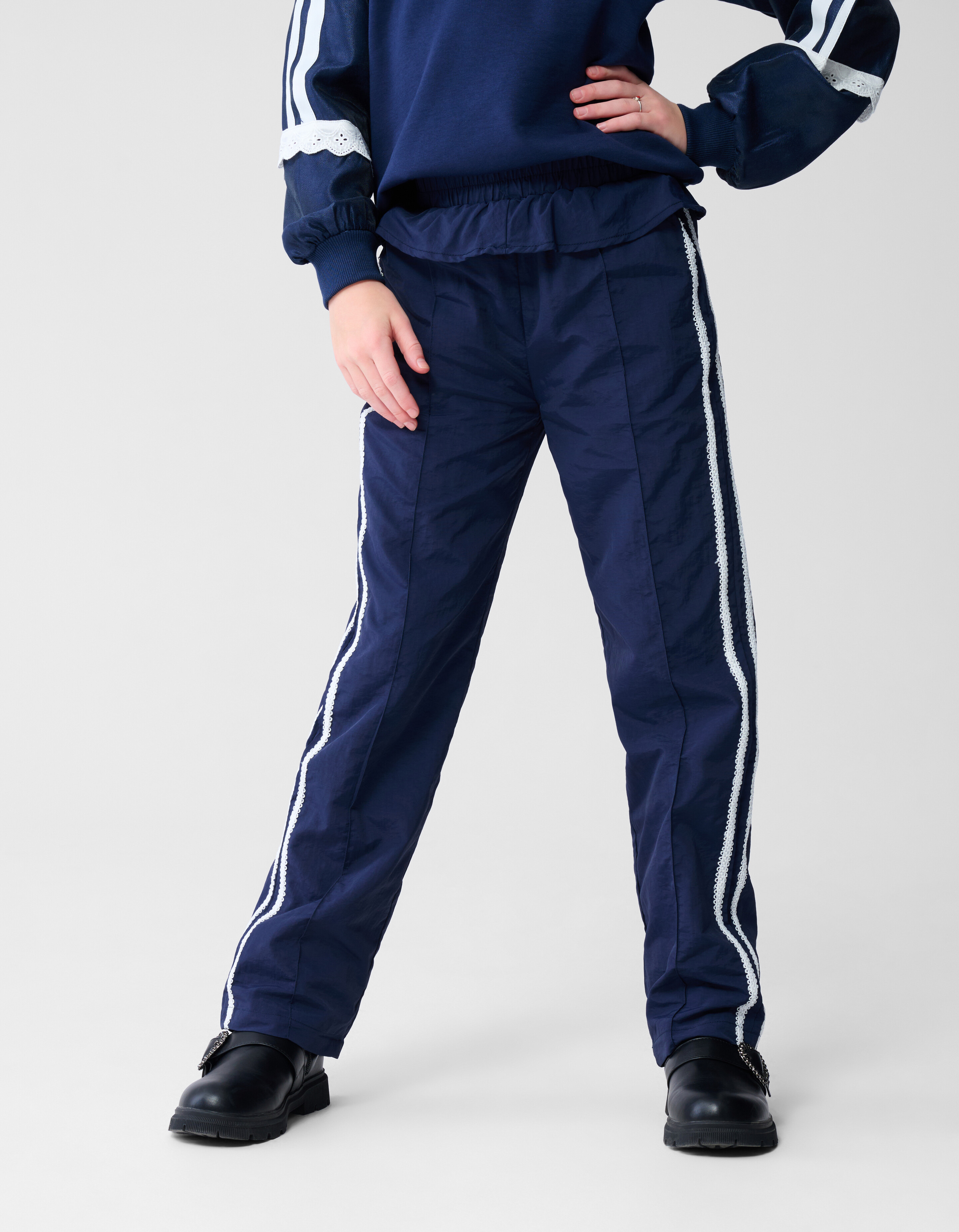 Ruffle Wide Leg Fit Broek Donkerblauw SHOEBY GIRLS