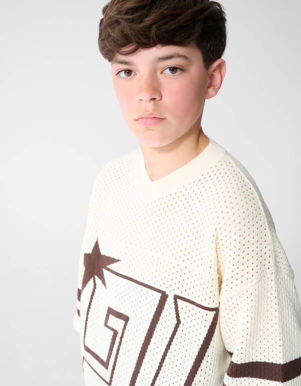 Sporty Mesh T-shirt Gebroken Wit SHOEBY BOYS