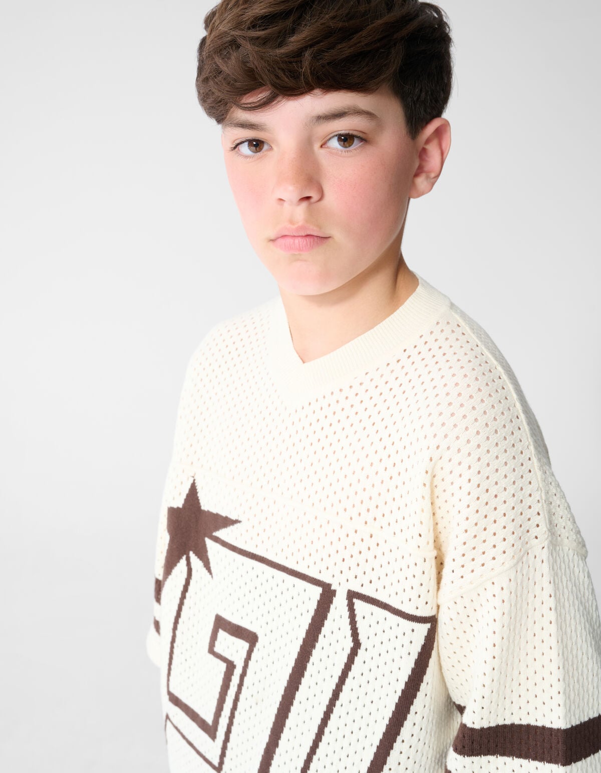 Sporty Mesh T-shirt Gebroken Wit SHOEBY BOYS