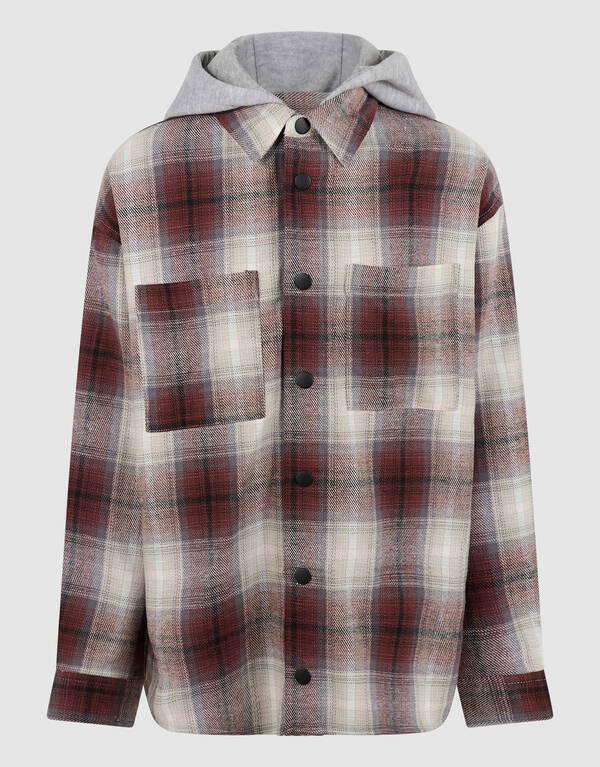 Hooded Check Overhemd Bruin SHOEBY BOYS