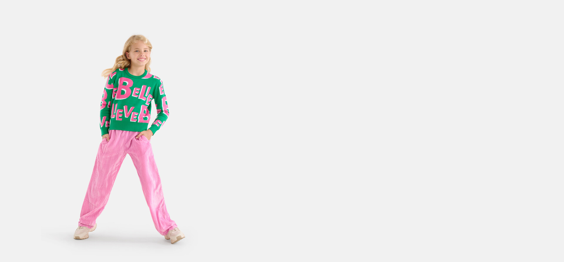 Velvet Wide Leg Broek Roze SHOEBY GIRLS