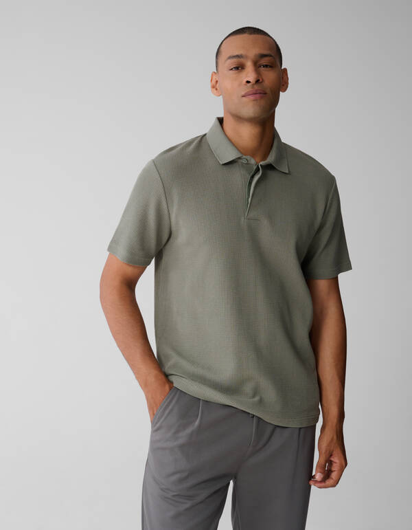 Structuur Jersey Polo Donkergroen SHOEBY MEN