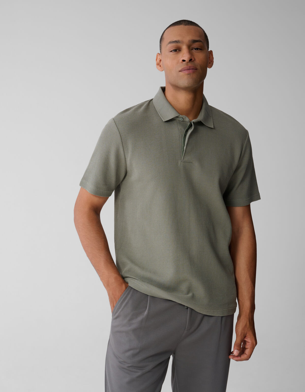 Structuur Jersey Polo Donkergroen SHOEBY MEN