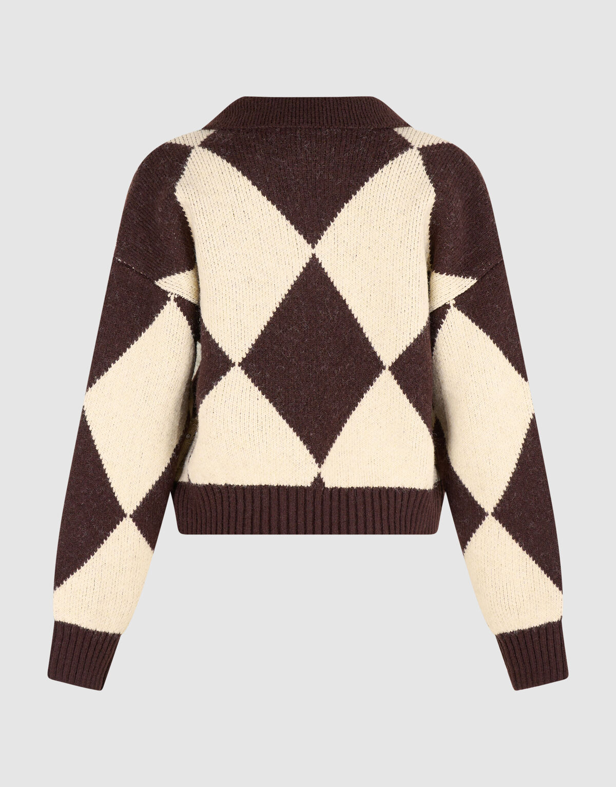 Relaxed Fit Ruiten Trui Bruin/Ecru SHOEBY WOMEN