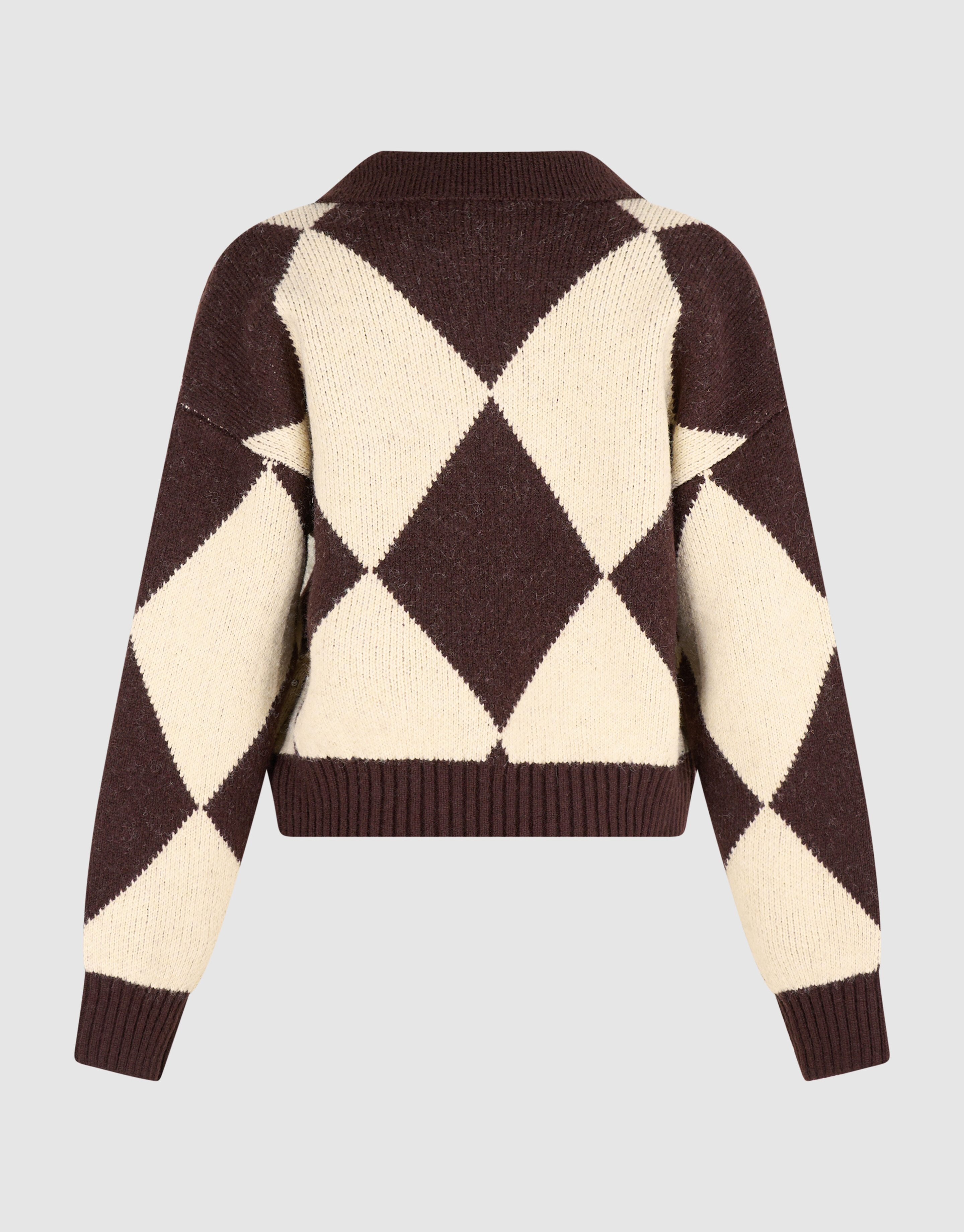 Relaxed Fit Ruiten Trui Bruin/Ecru SHOEBY WOMEN