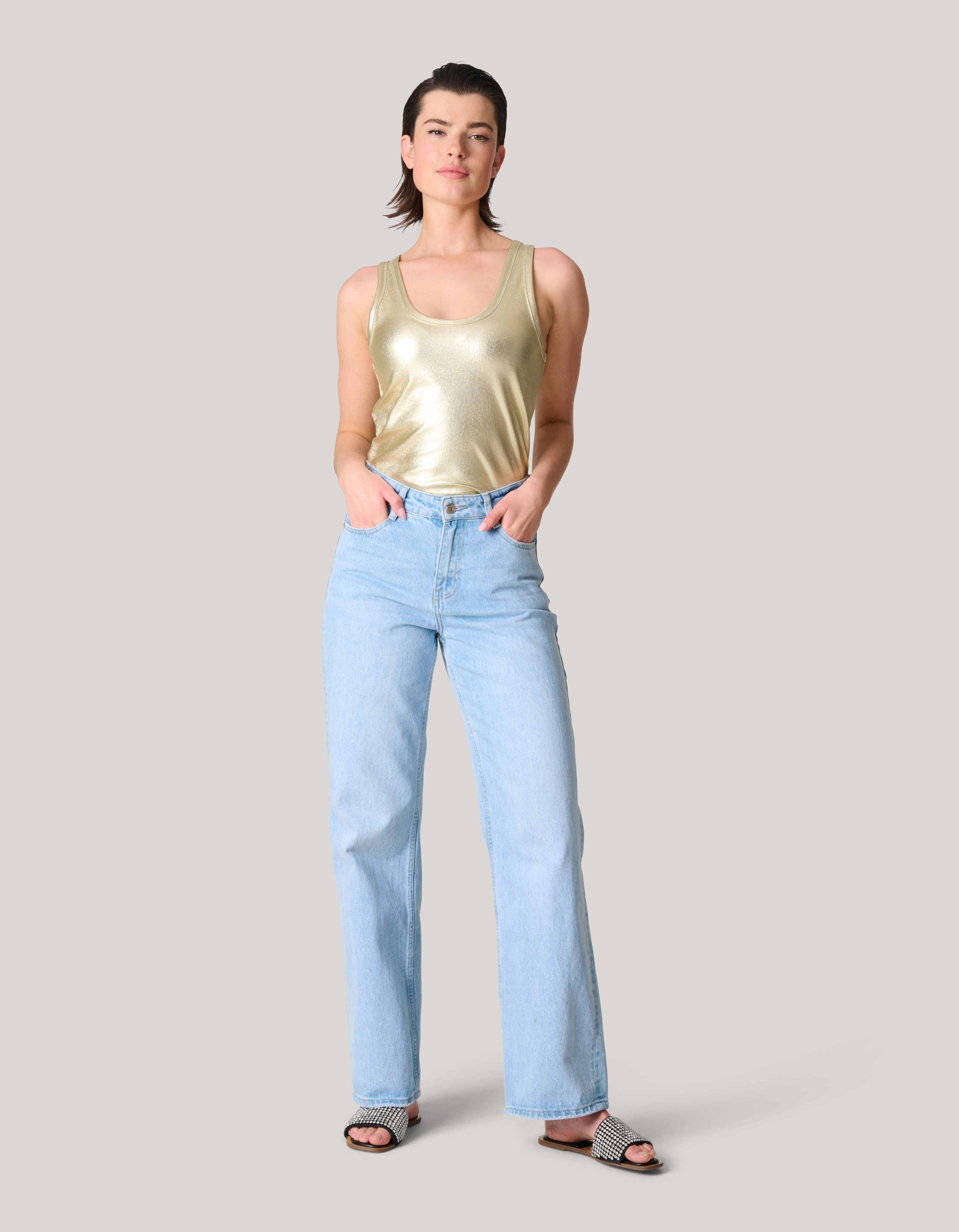 Metallic Rib Top Goud SHOEBY WOMEN