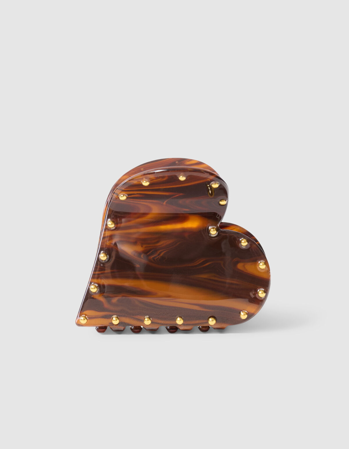 Studded Heart Haarclip Donkerbruin SHOEBY ACCESSOIRES