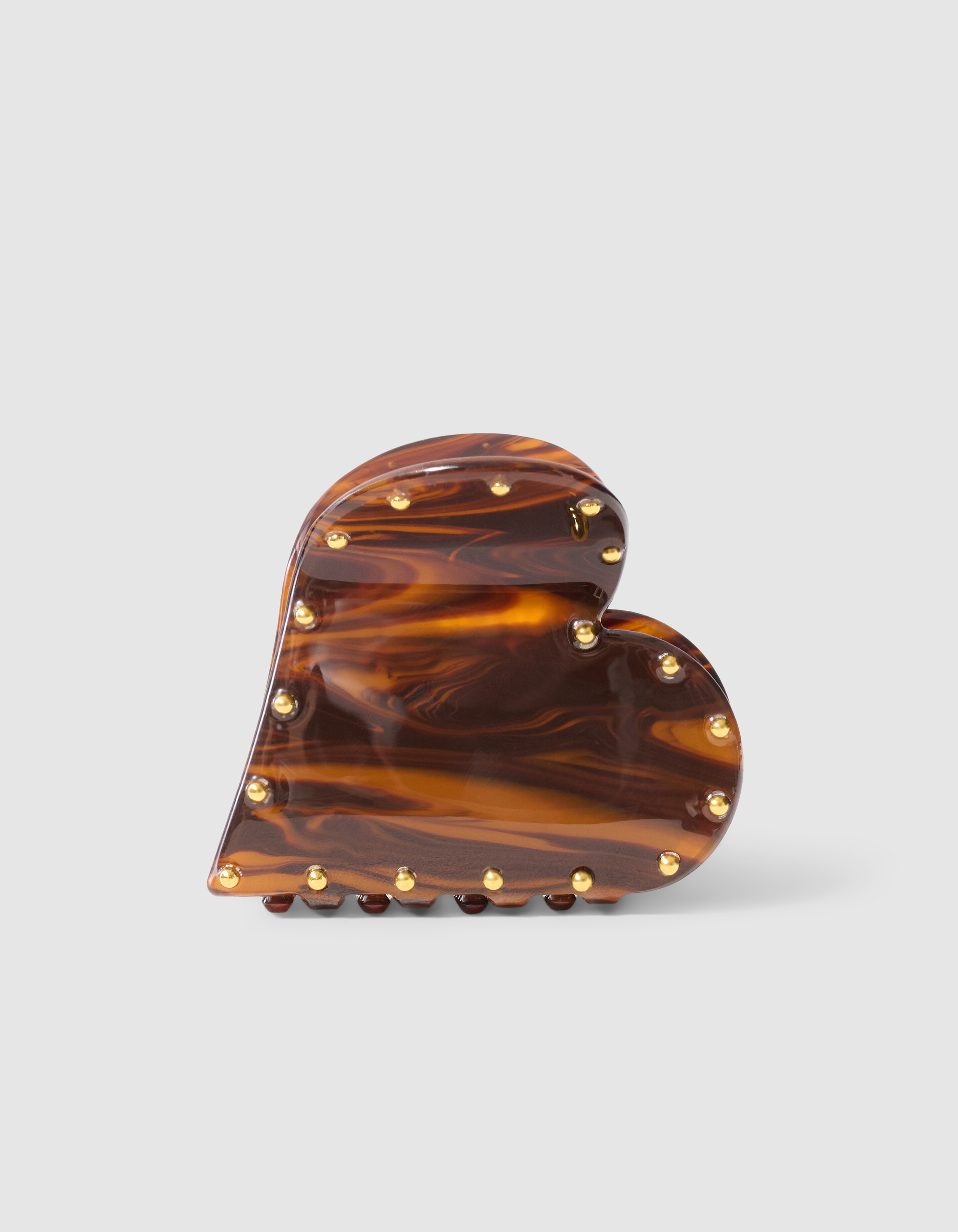 Studded Heart Haarclip Donkerbruin SHOEBY ACCESSOIRES