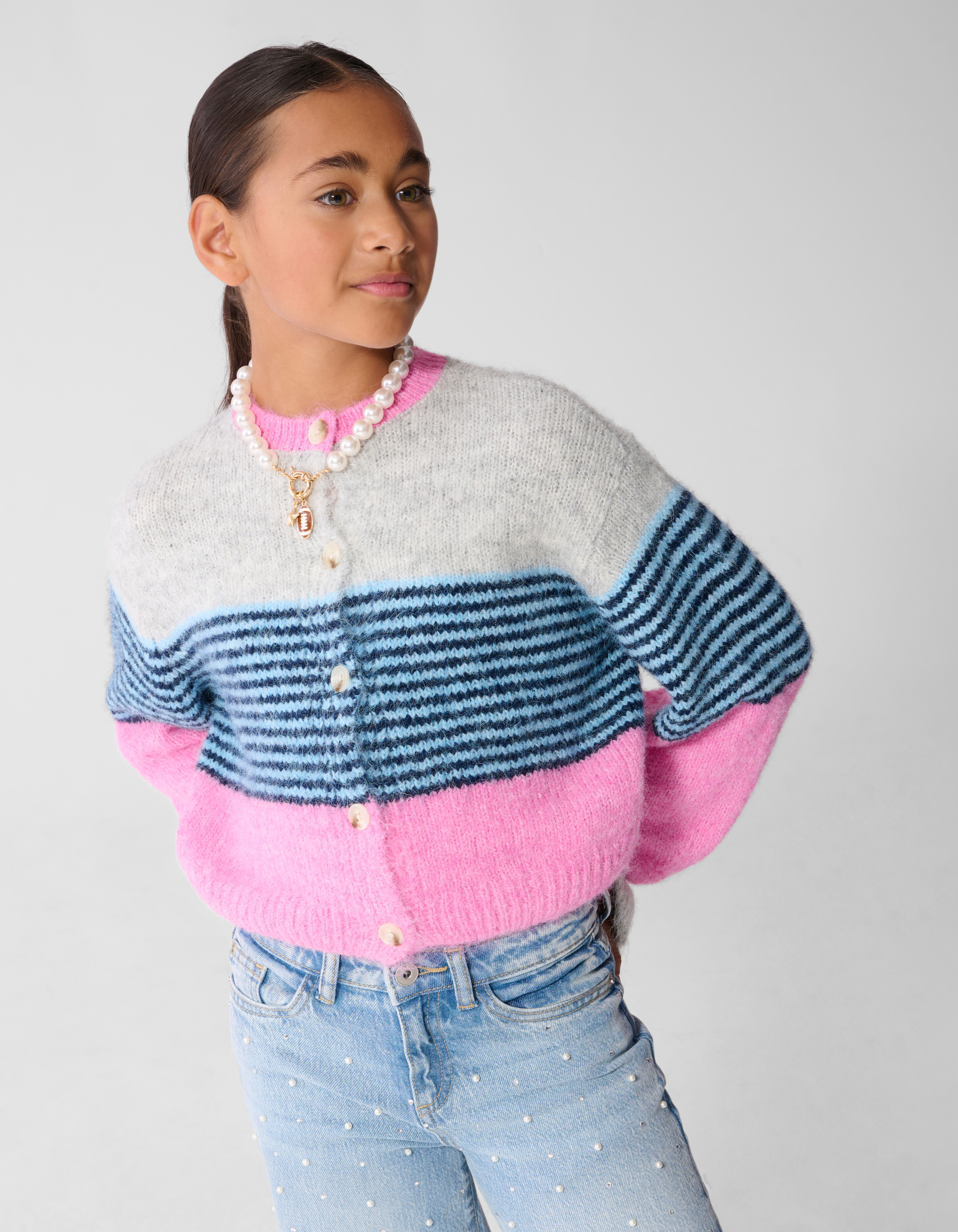 Fluffy Gestreept Vest Roze SHOEBY GIRLS