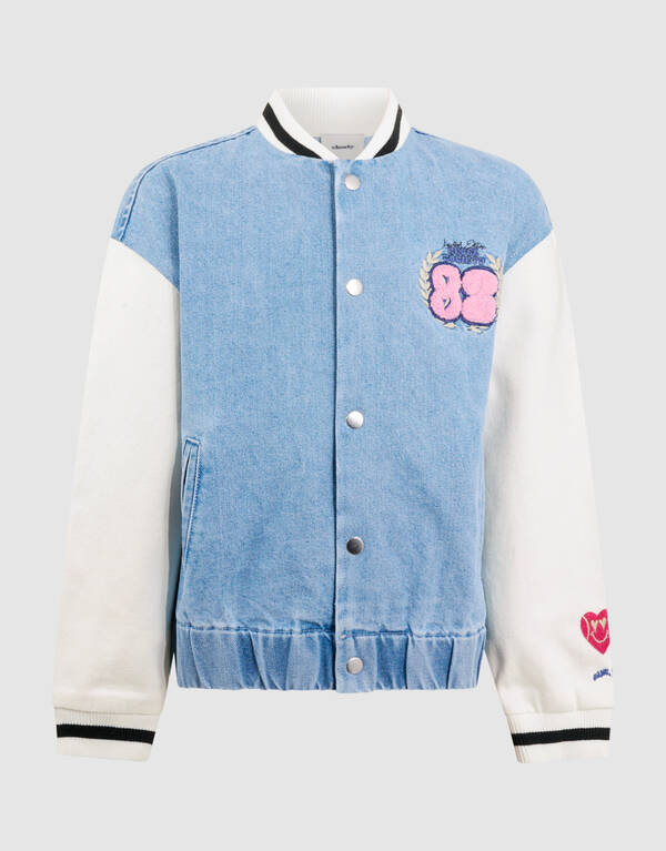 Varsity Denim Bomber Jack Blauw SHOEBY GIRLS