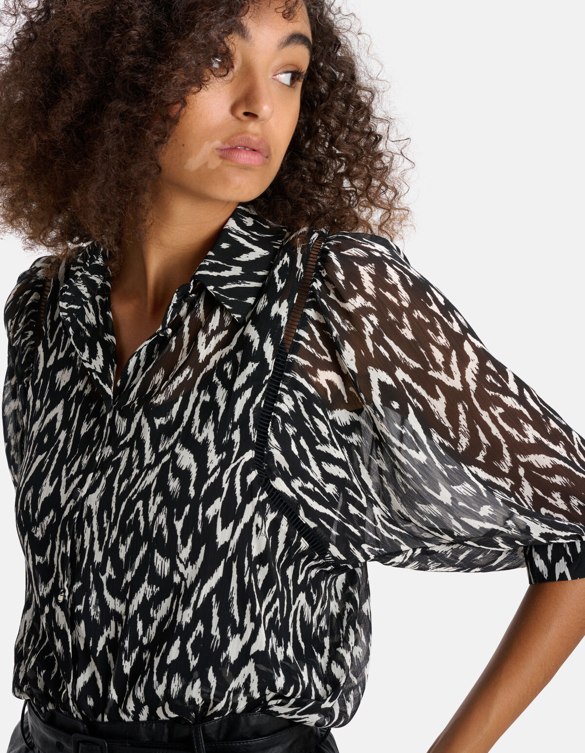 Grafische Chiffon Blouse Zwart/Wit SHOEBY WOMEN