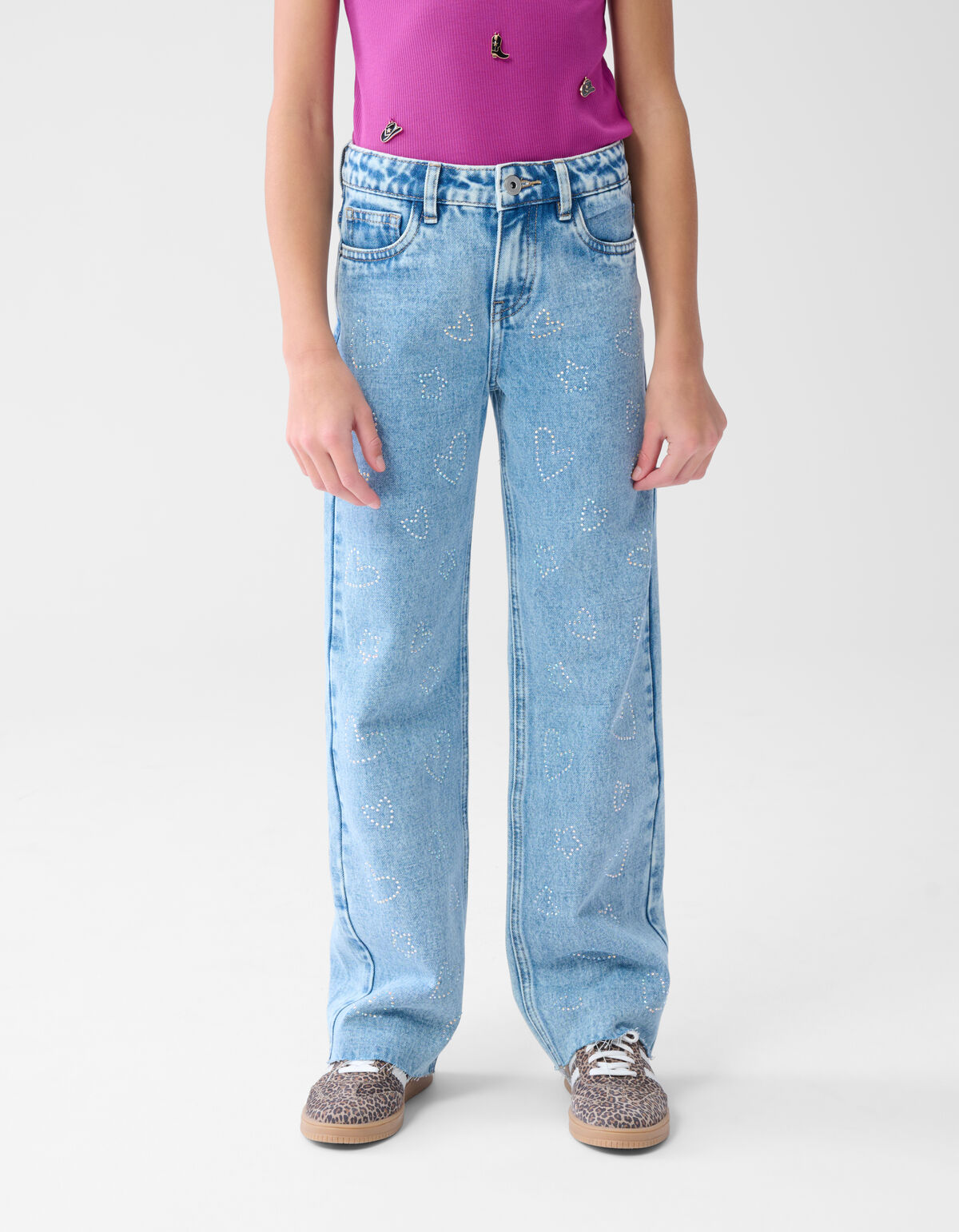 Strass Star/Heart Straight Fit Jeans Blauw SHOEBY GIRLS