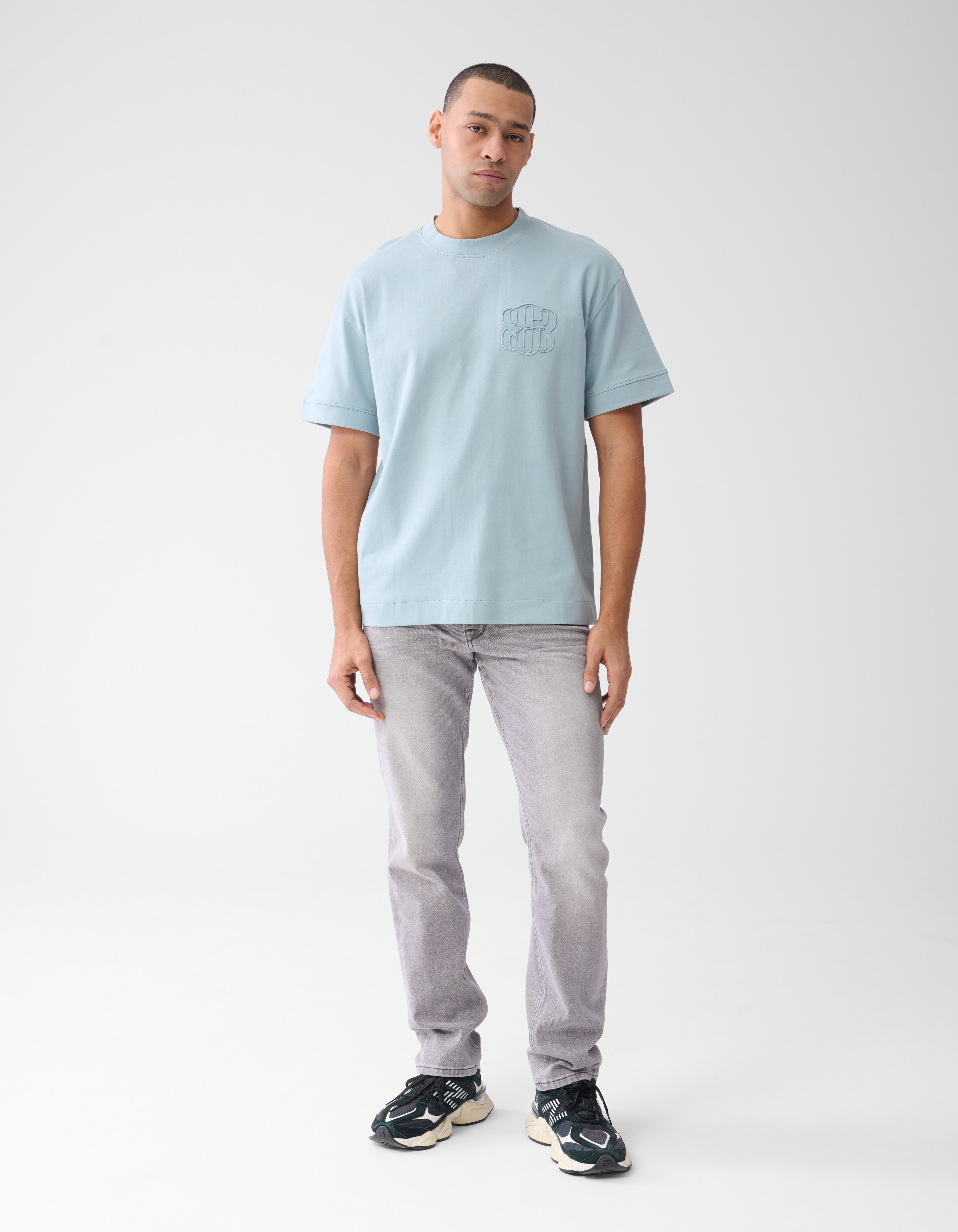 Embroidery T-shirt Lichtblauw SHOEBY MEN
