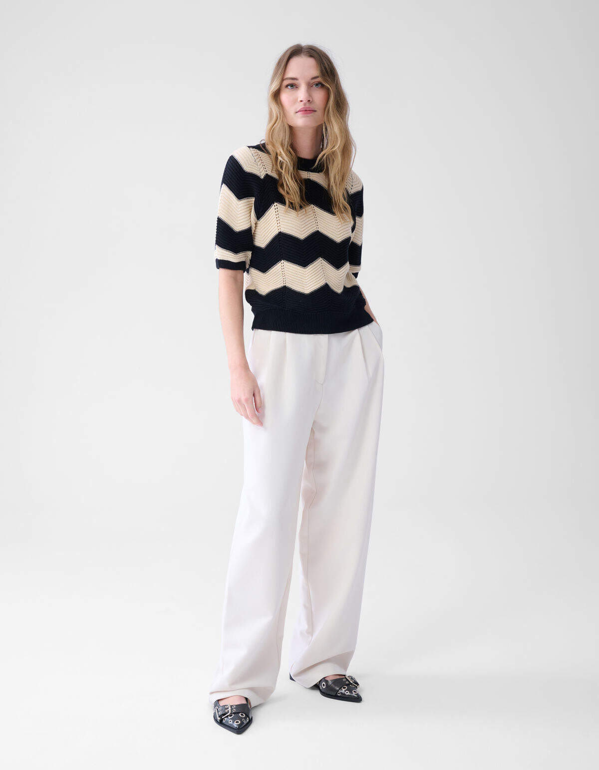 Crochet Top Zwart/Gebroken Wit SHOEBY WOMEN