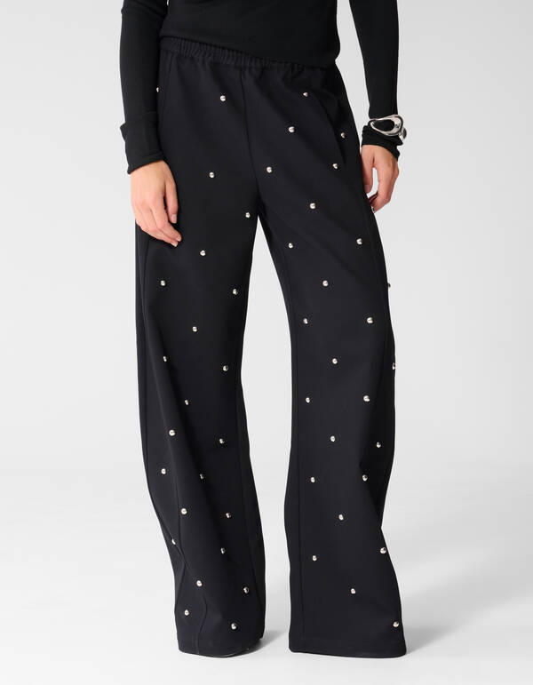 Studded Wide Leg Fit Broek Zwart SHOEBY WOMEN