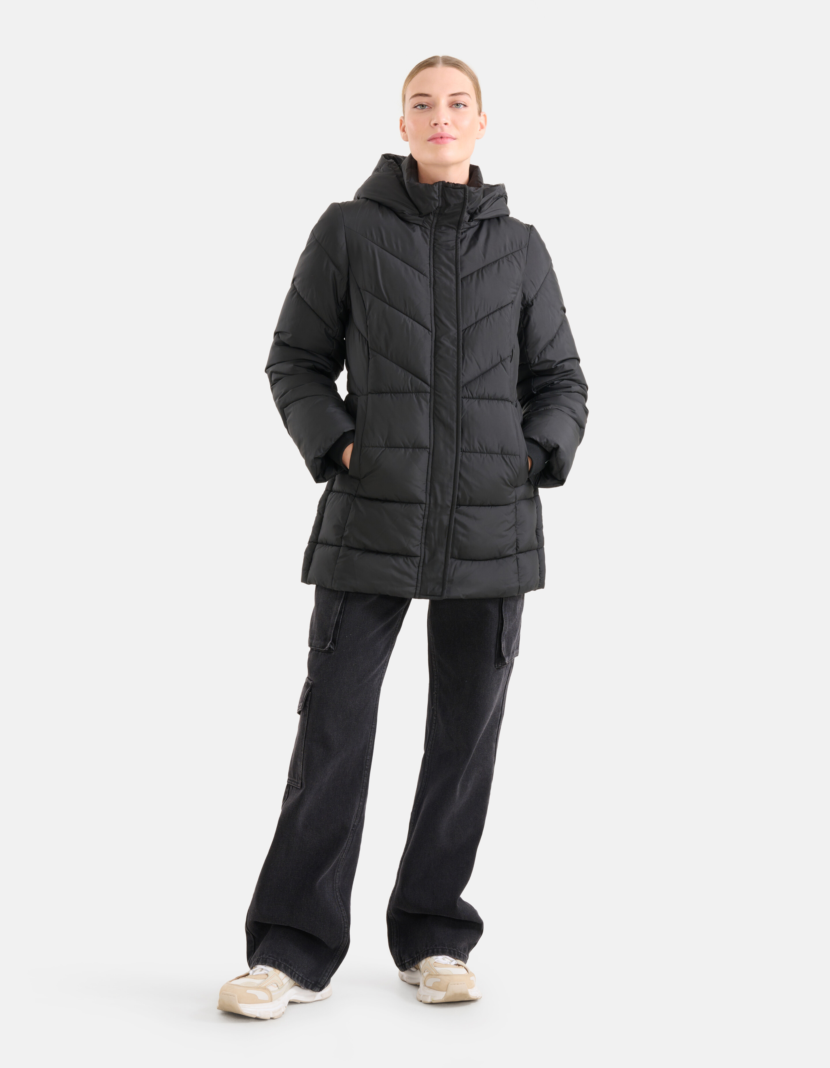 Diagonale Puffer Jas Zwart SHOEBY WOMEN