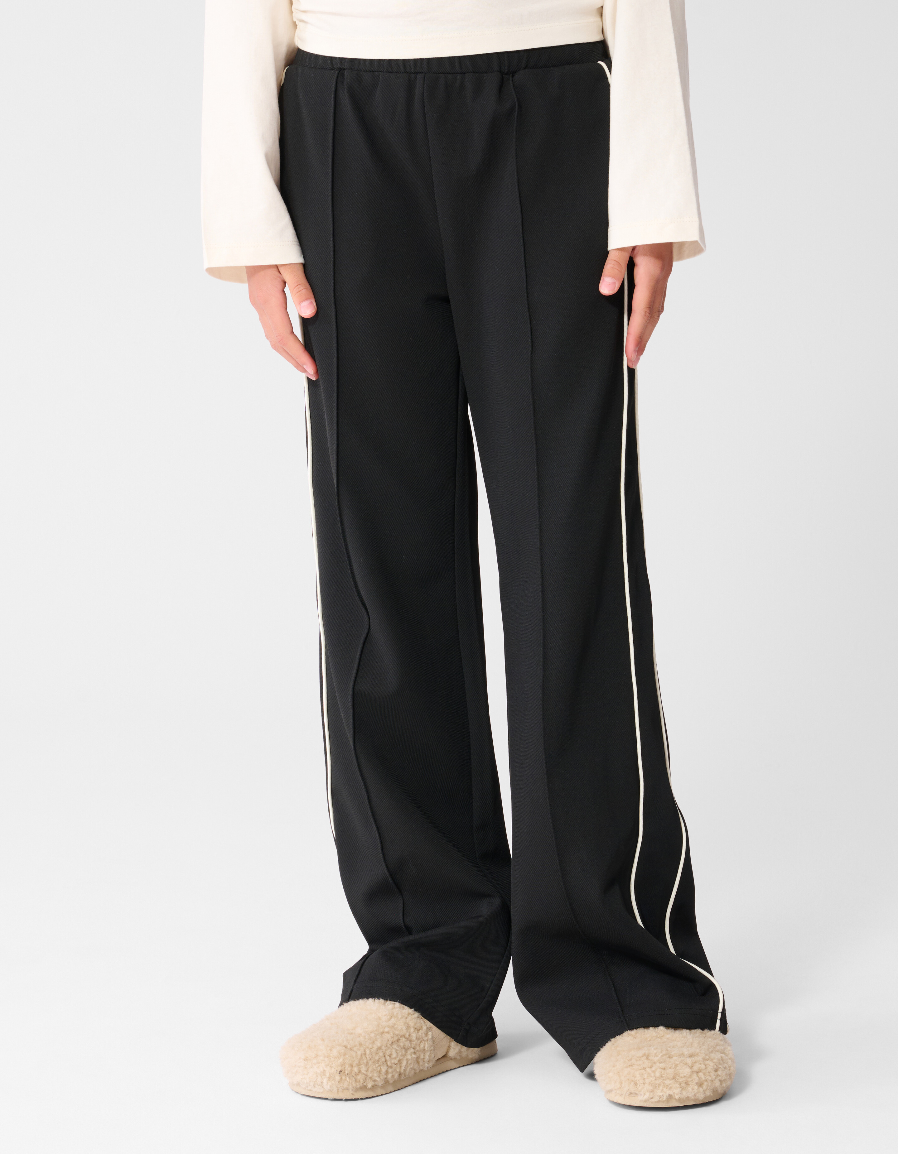 Piping Wide Leg Fit Broek Zwart SHOEBY GIRLS
