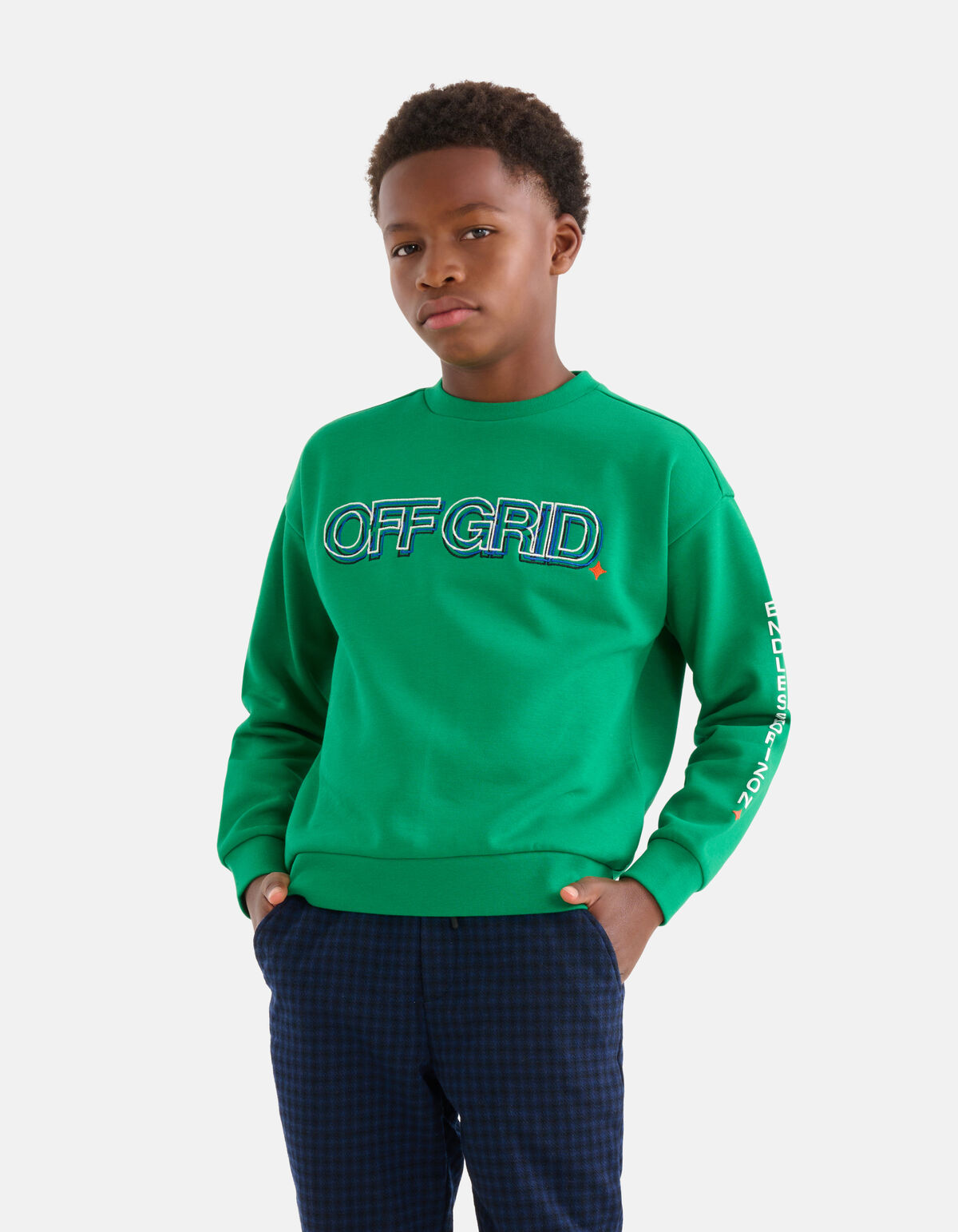 Embroidery Artwork Sweater Groen SHOEBY BOYS