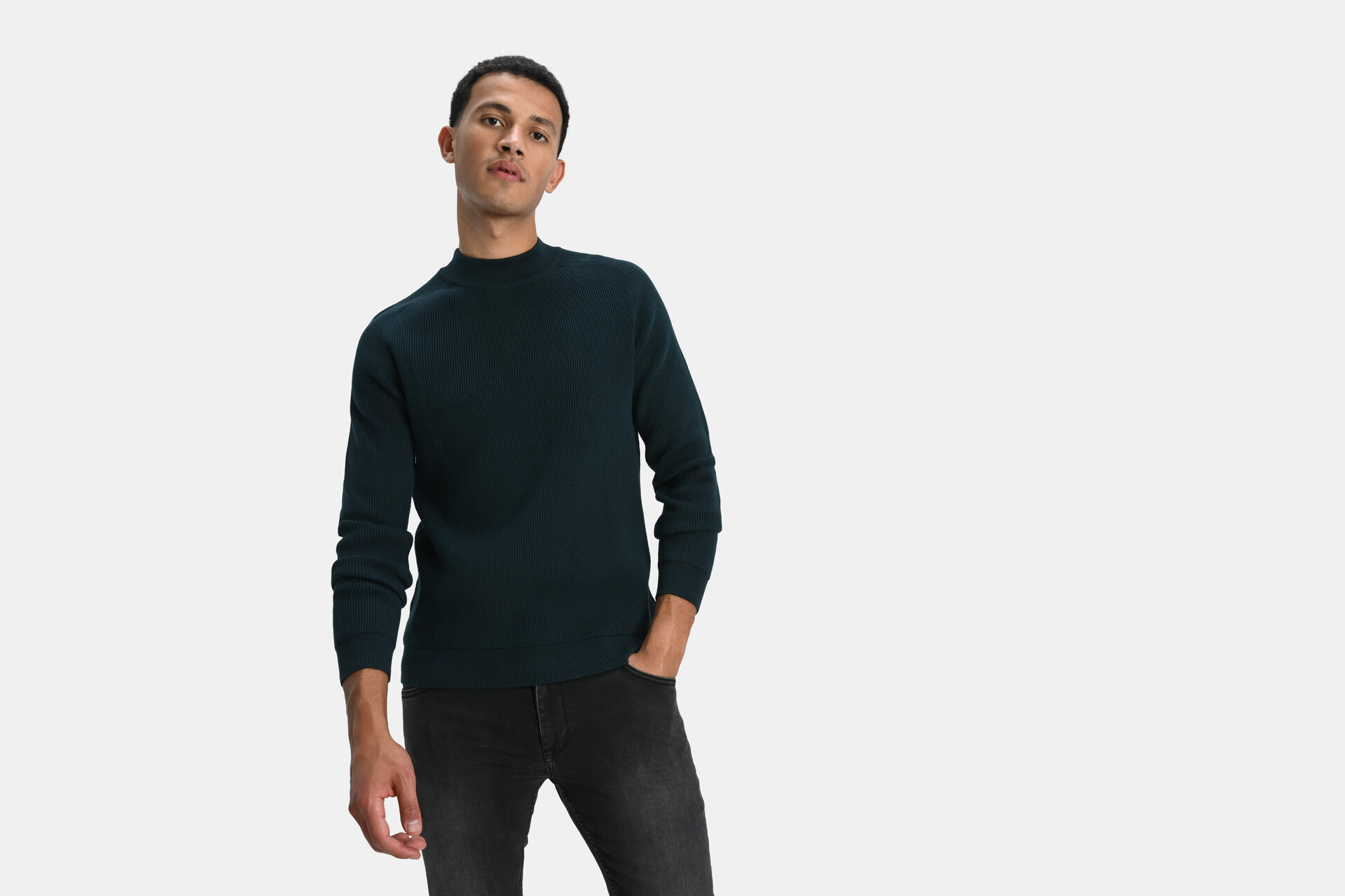 Rib Trui Donkergroen SHOEBY MEN