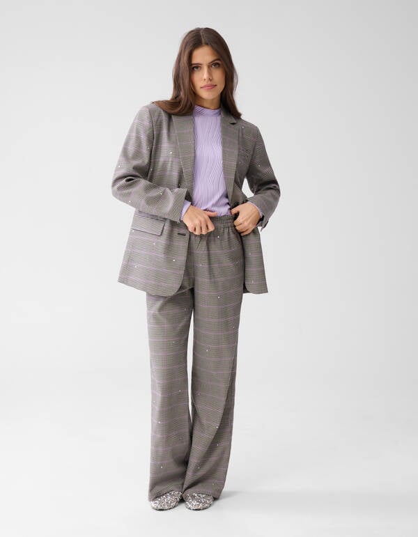 Ruiten Wide Leg Broek Grijs SHOEBY WOMEN