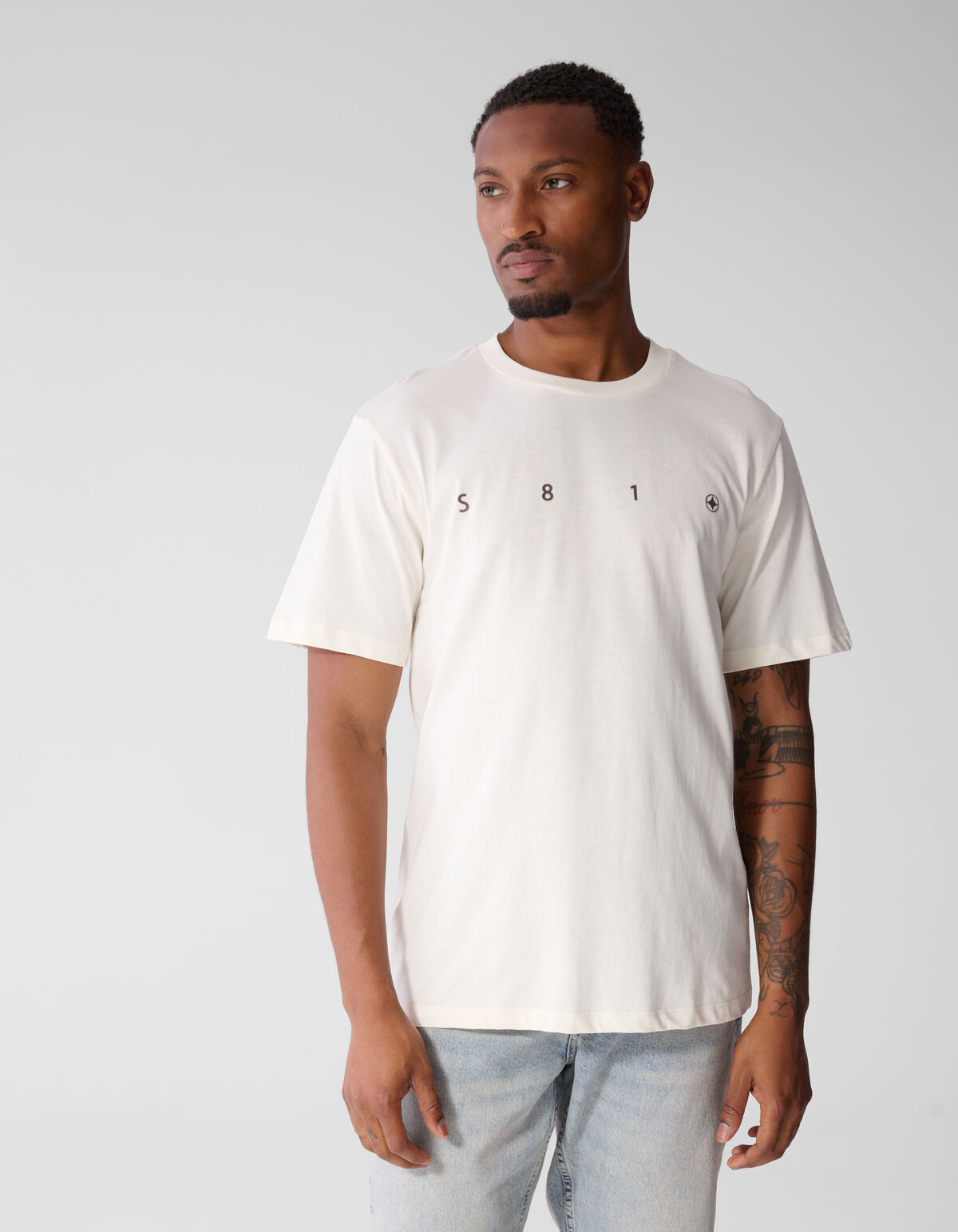 Minimal Artwork T-shirt Gebroken Wit SHOEBY MEN