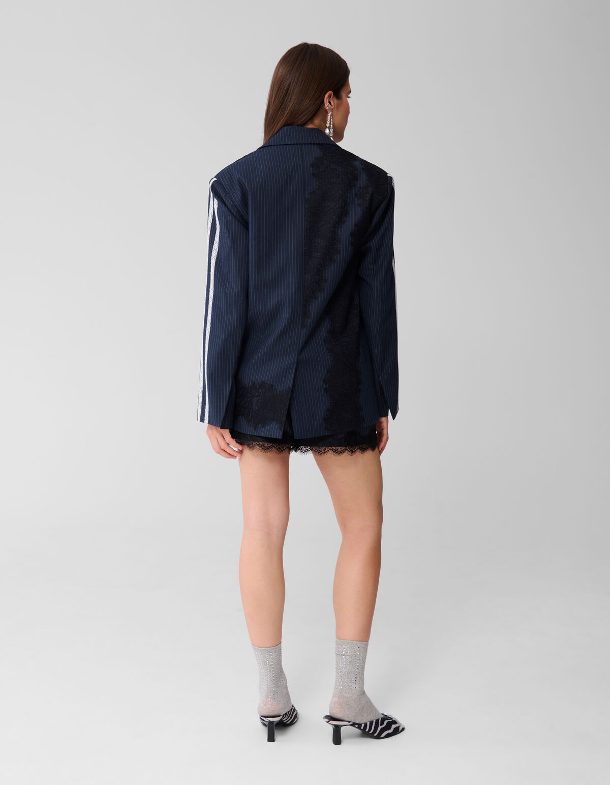 Oversized Kanten Blazer Donkerblauw SHOEBY WOMEN
