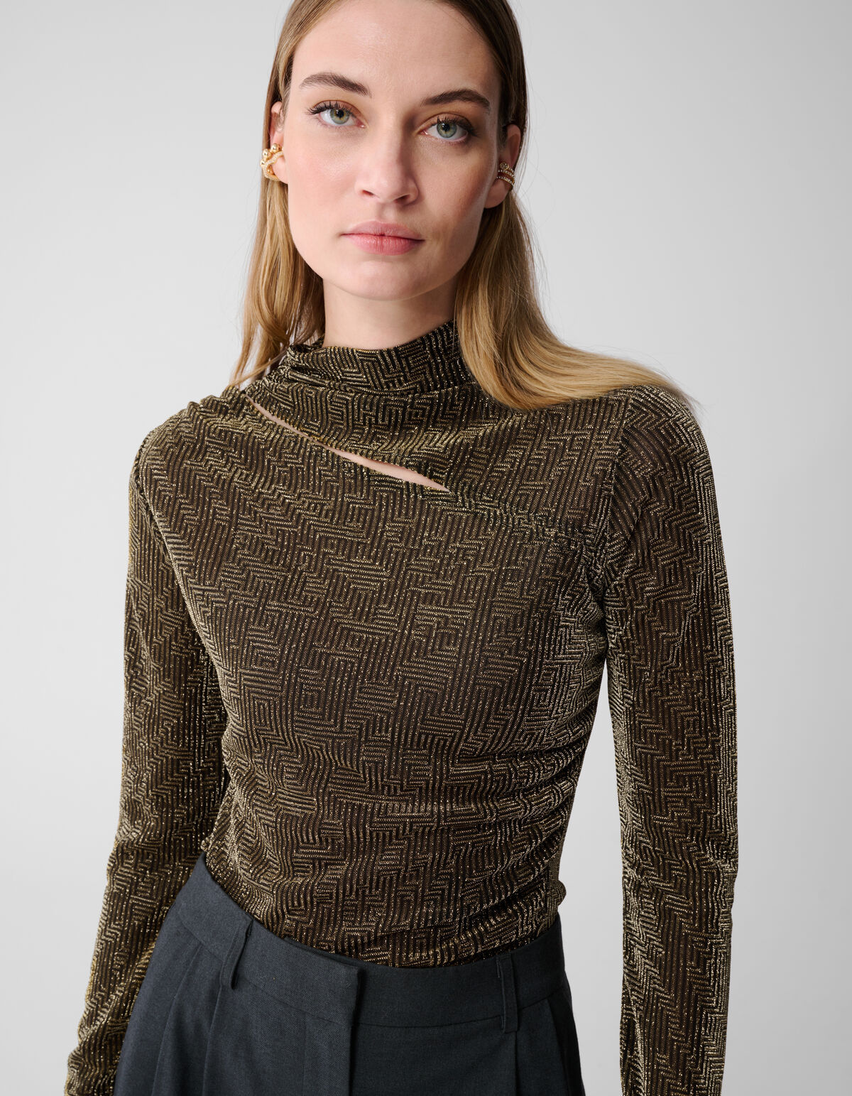 Glitter Cut Out Top Goud SHOEBY WOMEN