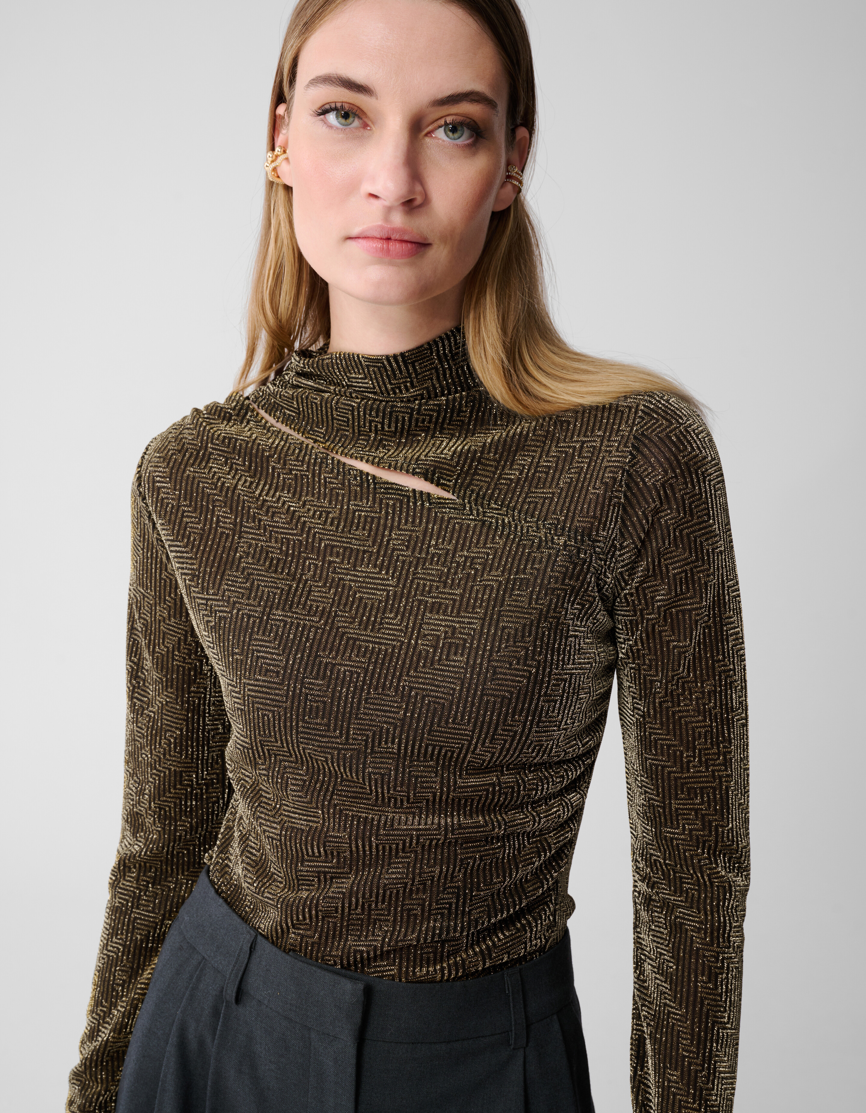 Glitter Cut Out Top Goud SHOEBY WOMEN