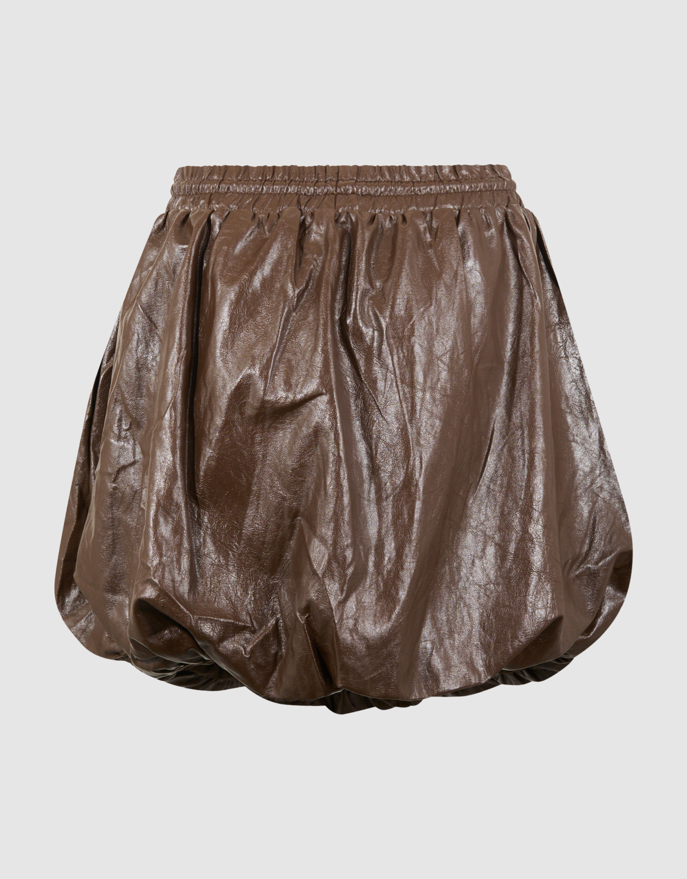 Vegan Leren Balloon Fit Mini Rok Bruin SHOEBY WOMEN