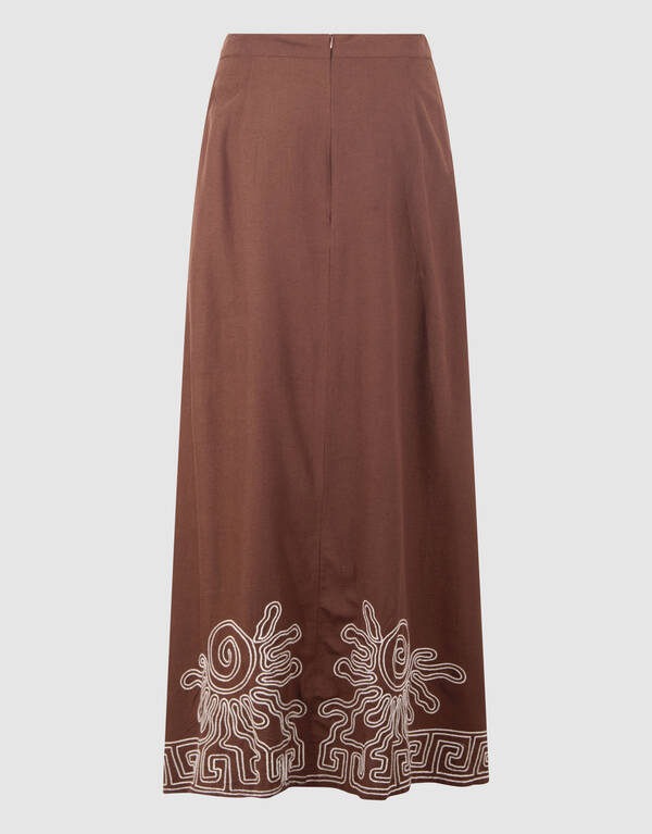 Embroidery Maxi Rok Bruin SHOEBY WOMEN