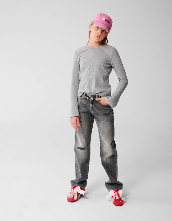 Strass Top Lichtgrijs SHOEBY GIRLS