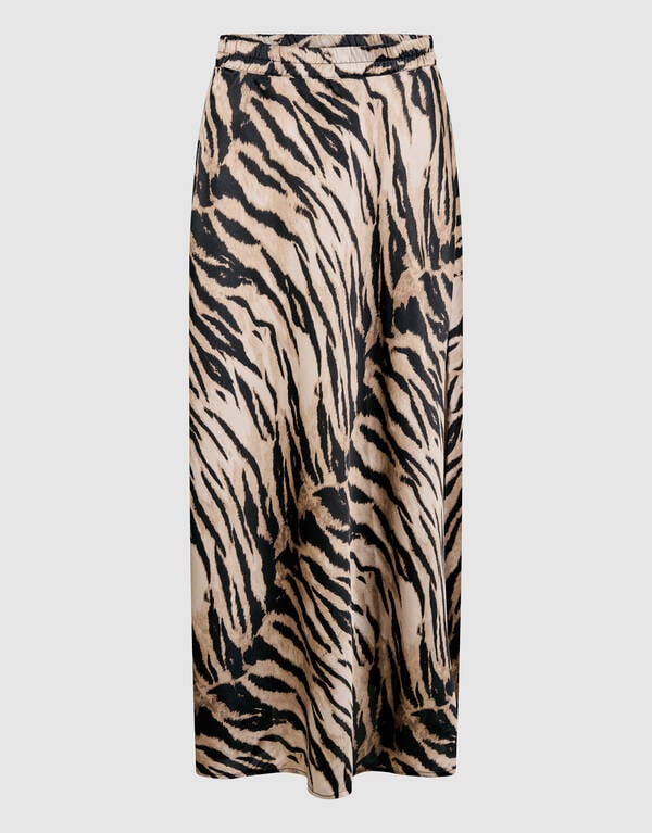 Satijnen Tijger Maxi Rok Bruin SHOEBY WOMEN