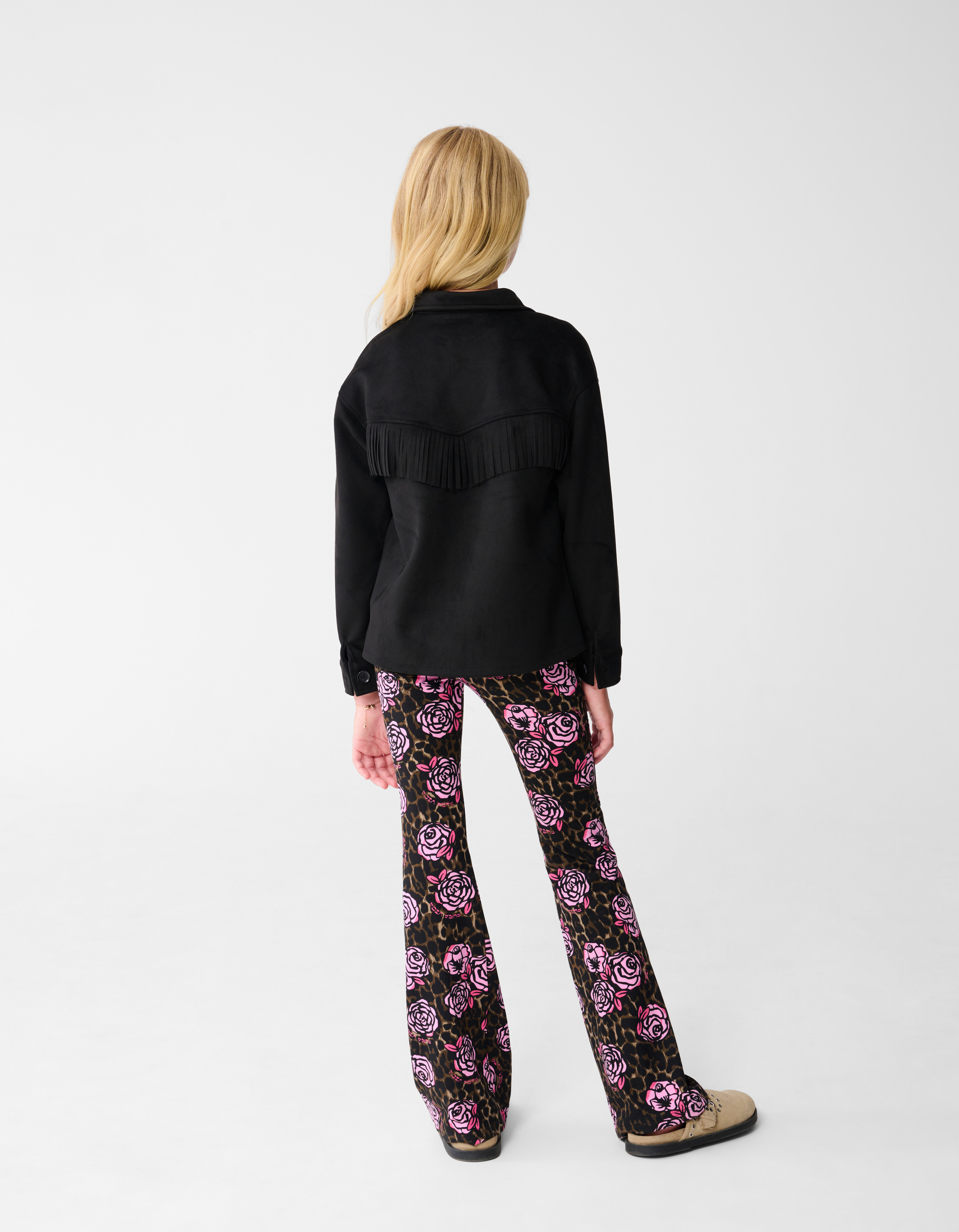 Rose Printed Flared Broek Bruin SHOEBY GIRLS