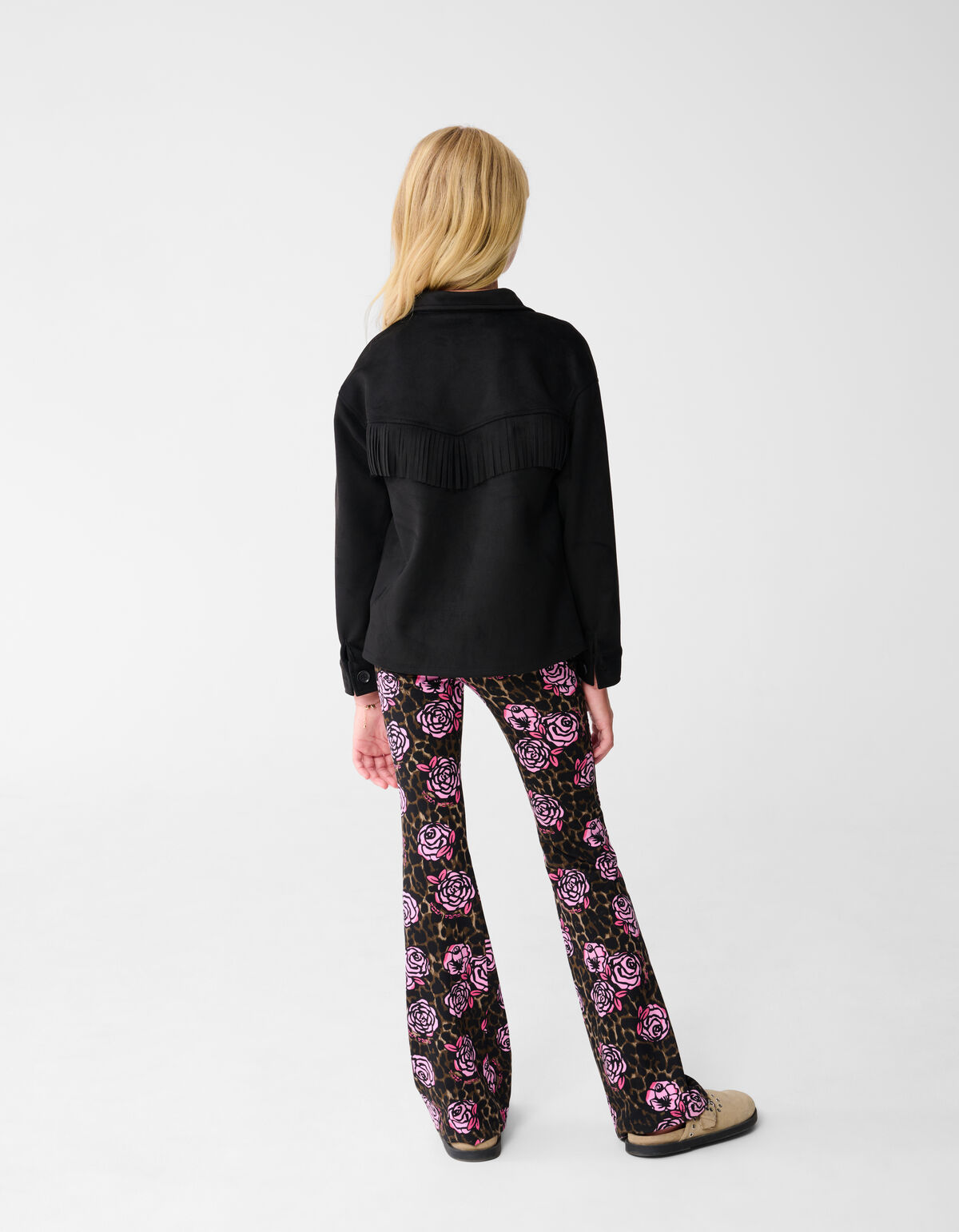 Rose Printed Flared Broek Bruin SHOEBY GIRLS