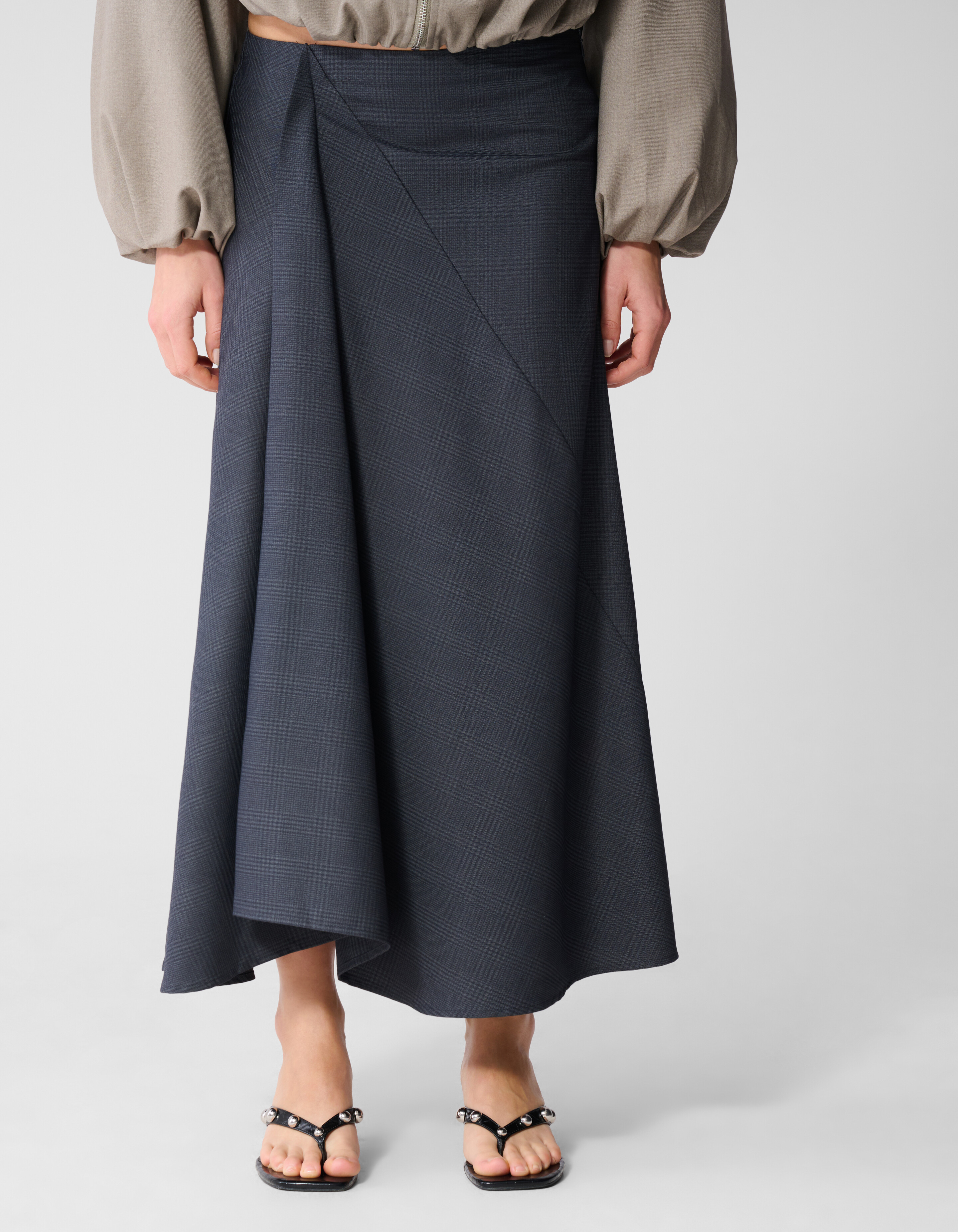 Ruiten Maxi Rok Donkergrijs SHOEBY WOMEN