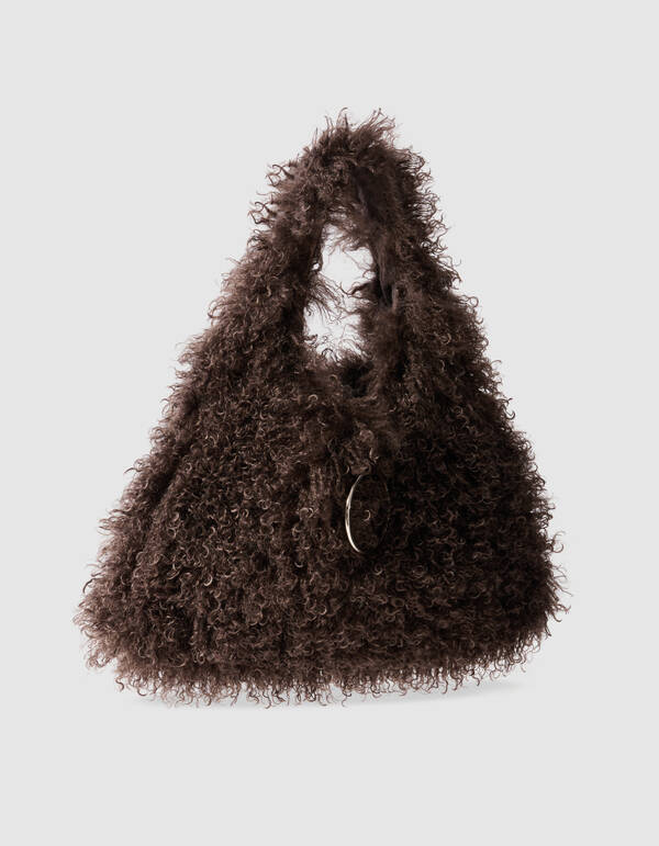 Fluffy Ring Tas Donkerbruin SHOEBY ACCESSOIRES