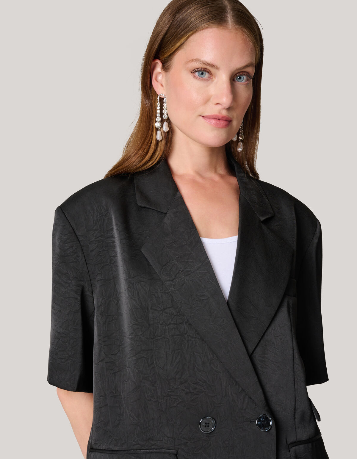Oversized Blazer Korte Mouw Zwart SHOEBY WOMEN