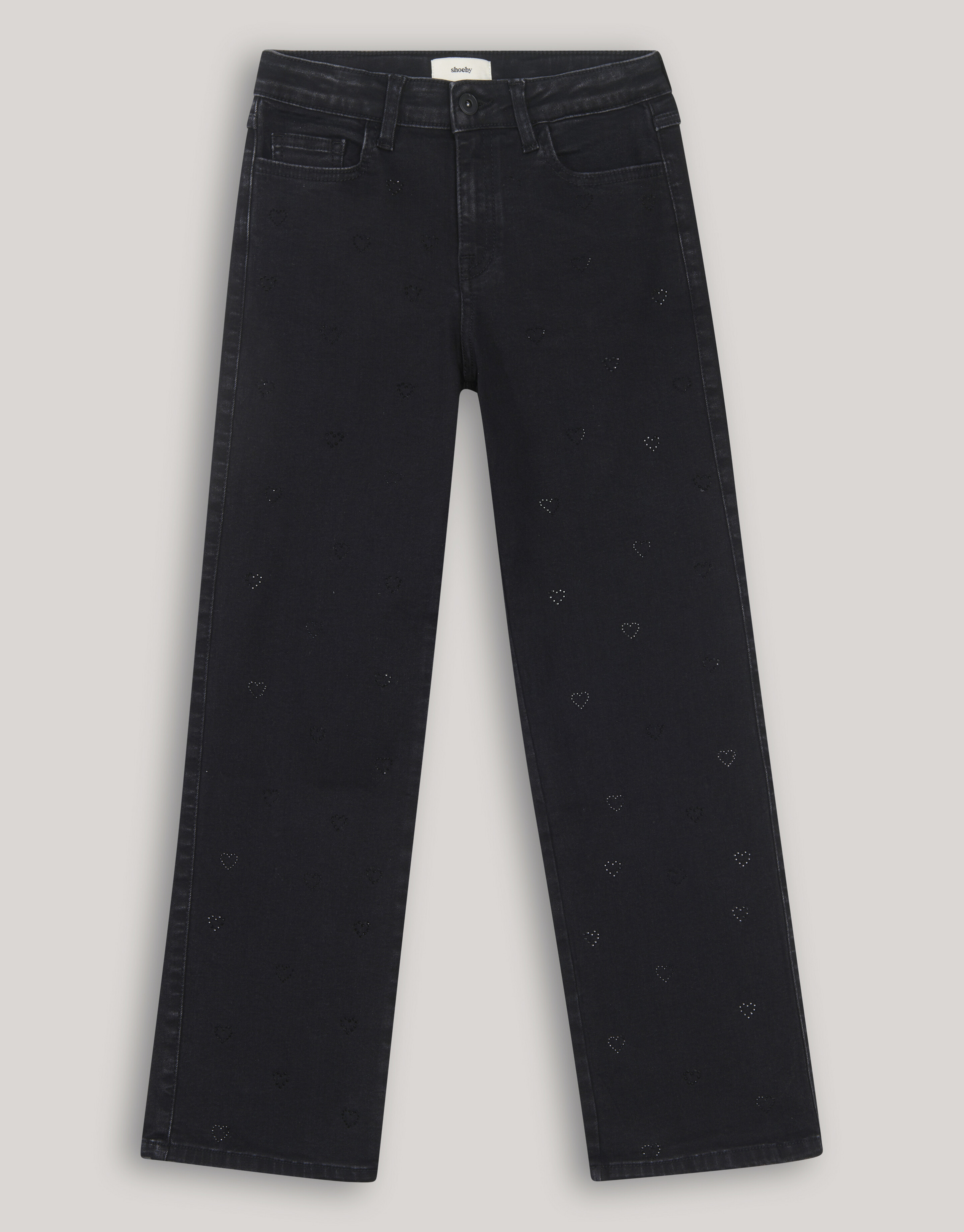 Strass Heart Straight Fit Jeans Zwart SHOEBY GIRLS
