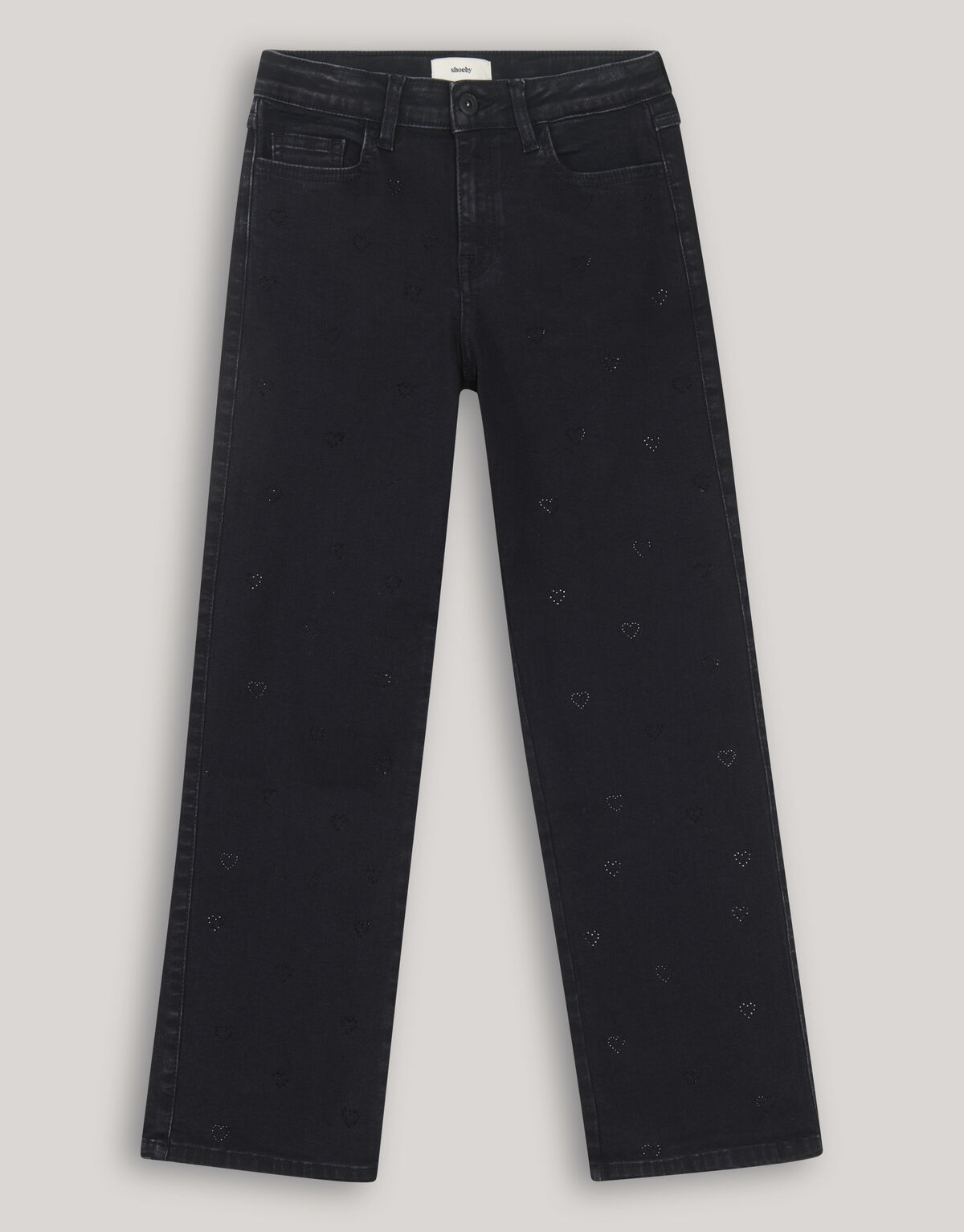 Strass Heart Straight Fit Jeans Zwart SHOEBY GIRLS