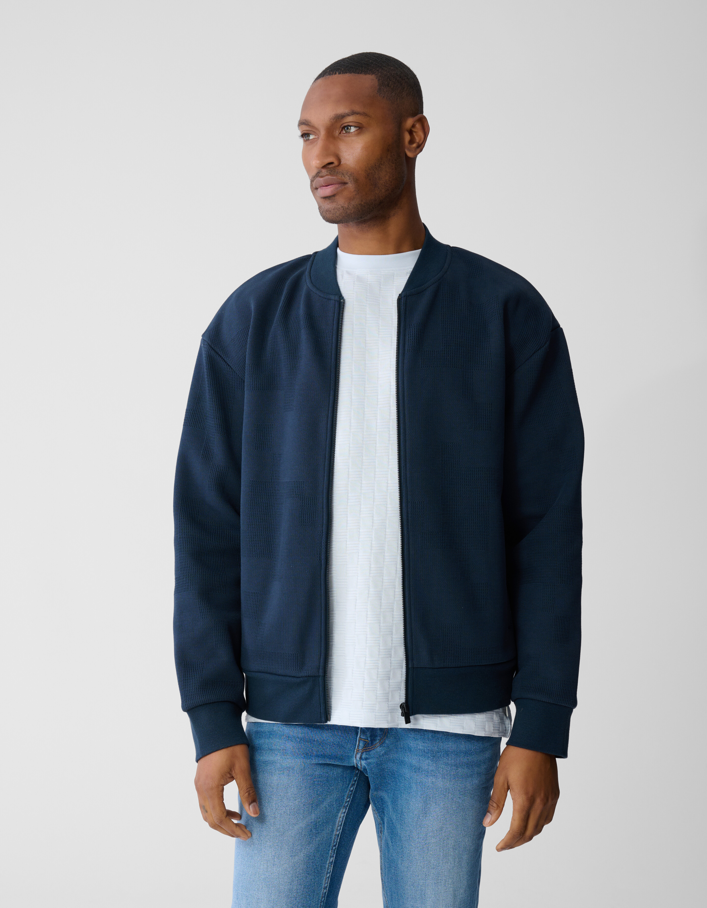 Jacquard Bomber Jack Donkerblauw SHOEBY MEN