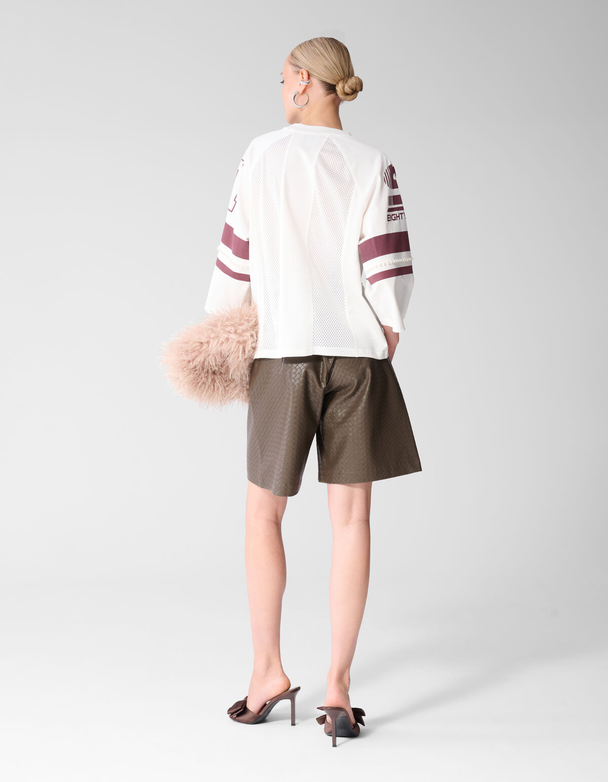 Sporty Pearl T-shirt Wit/Donkerrood SHOEBY WOMEN