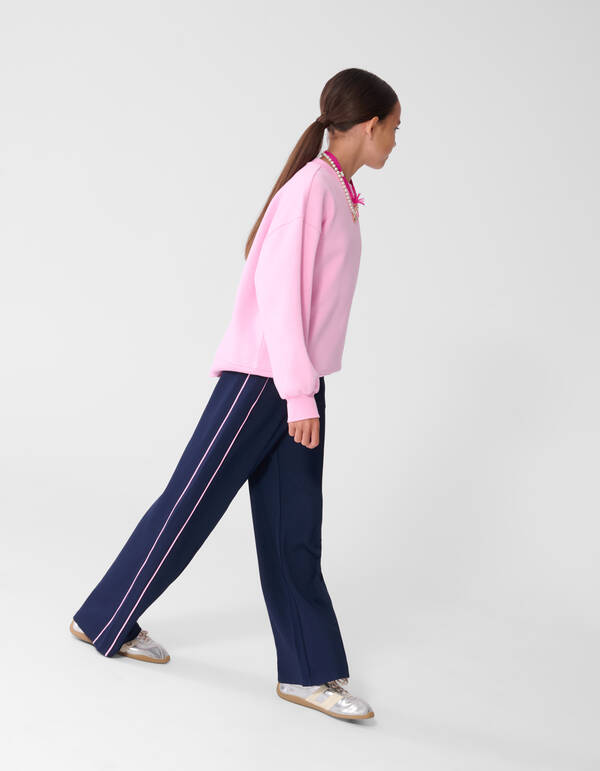Sporty Piping Wide Leg Fit Broek Donkerblauw SHOEBY GIRLS